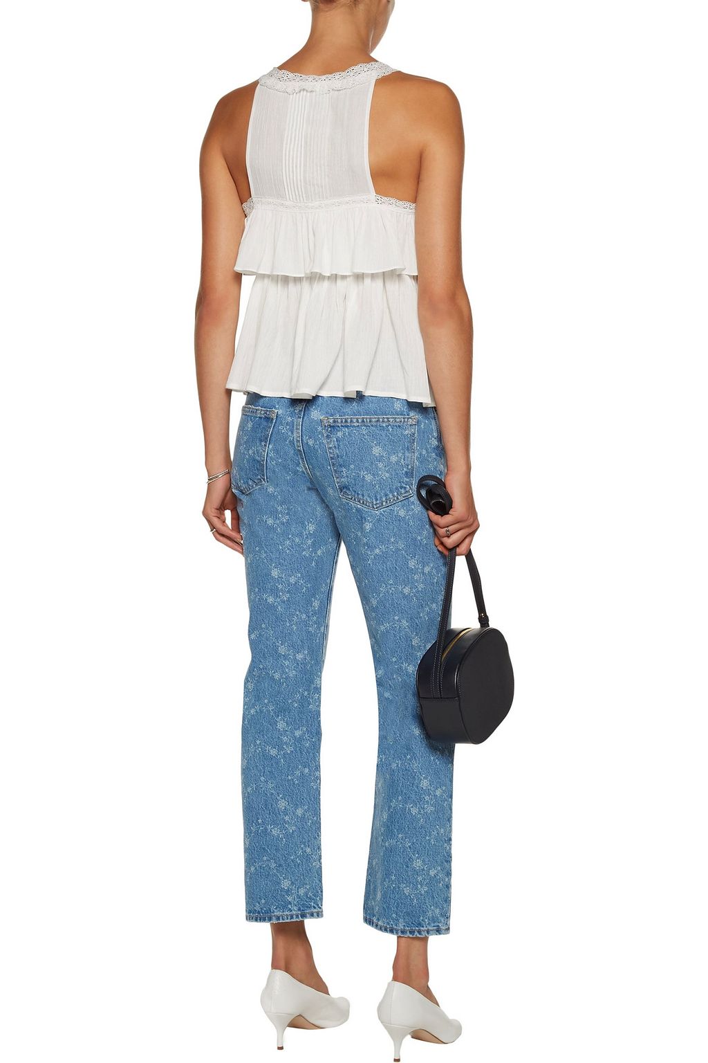 CURRENT/ELLIOTT Floral-print high-rise straight-leg jeans