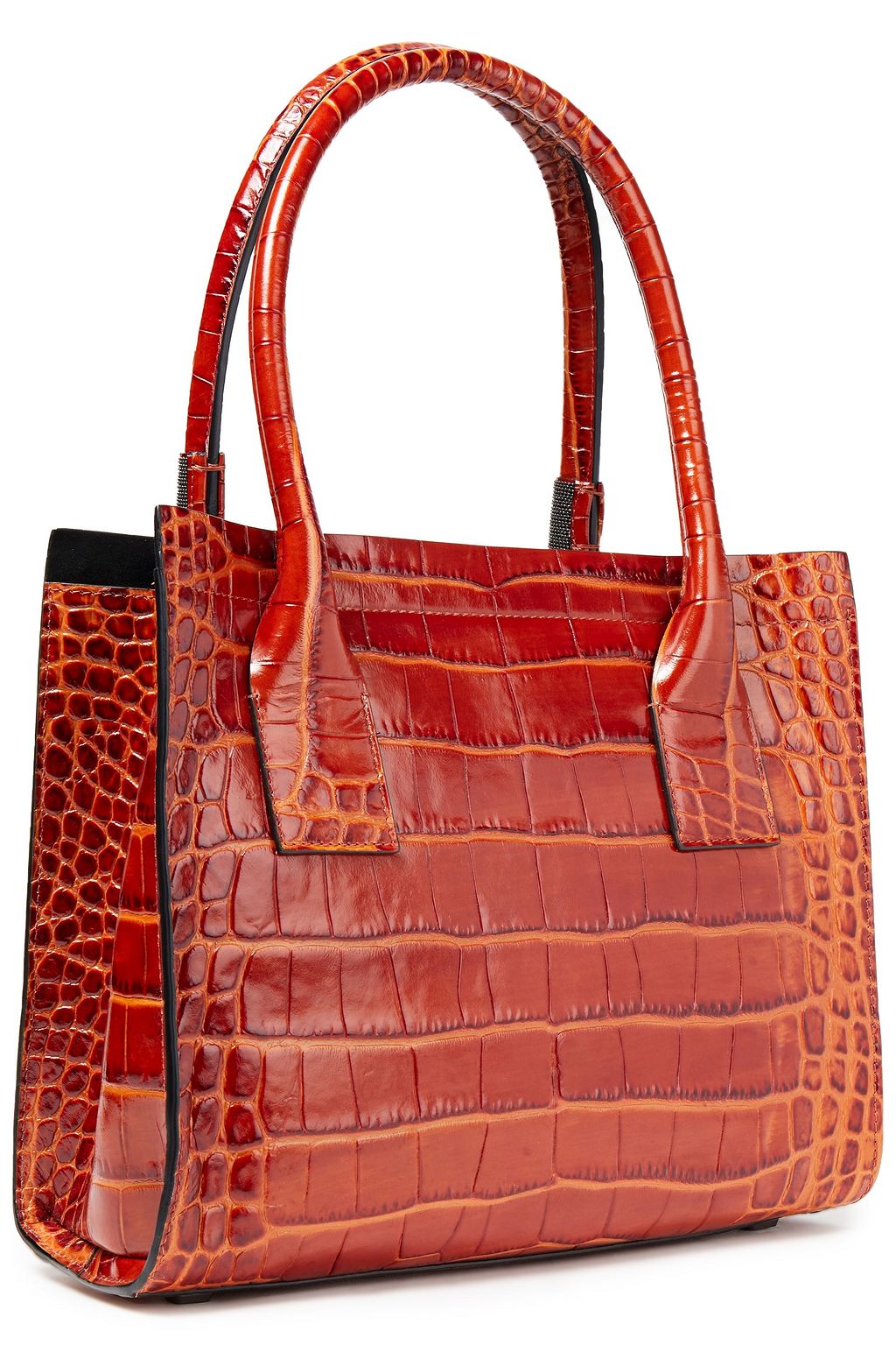 BRUNELLO CUCINELLI Bead-embellished croc-effect leather tote