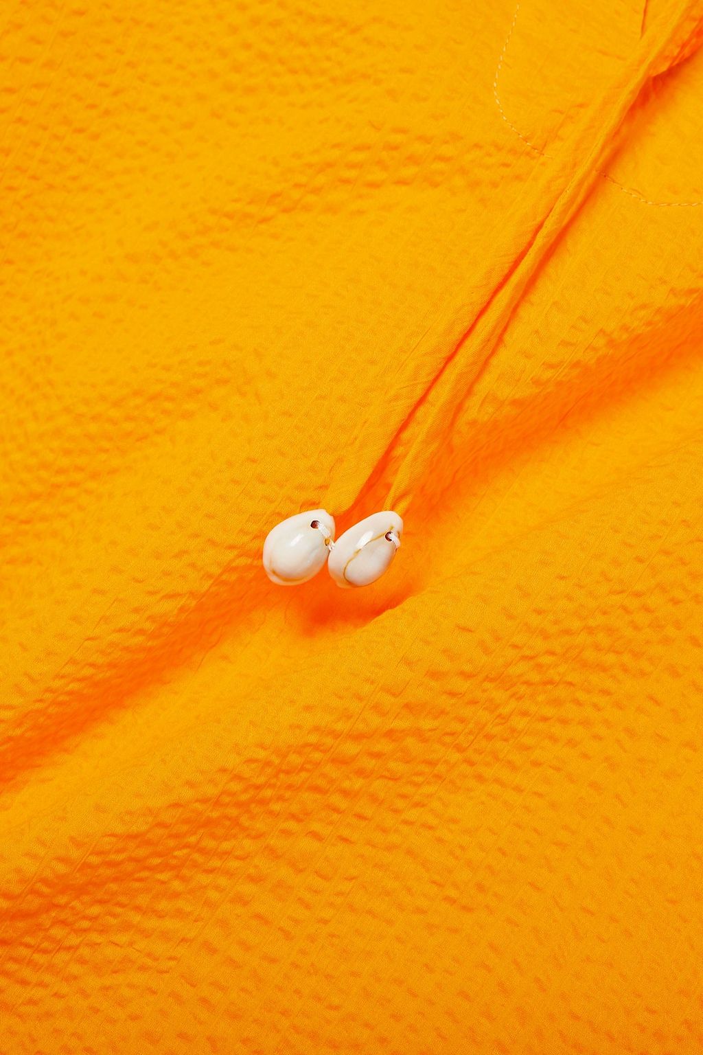 MARYSIA Hooded shell-embellished cotton-seersucker tunic