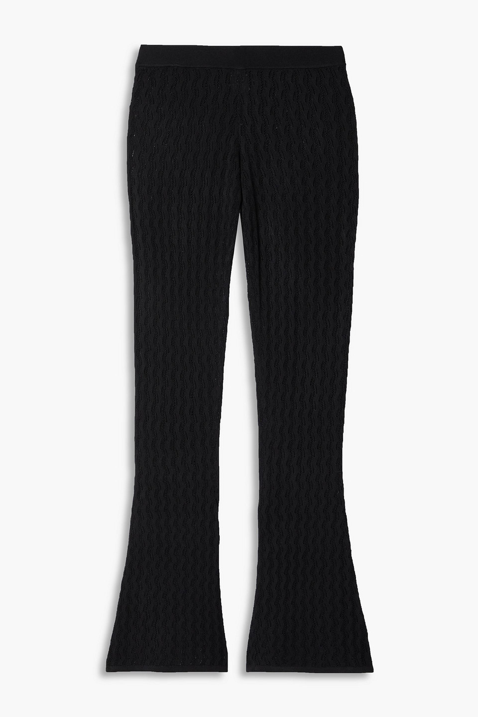 Dodo Bar Or Sophia Pointelle-knit Flared Pants In Black