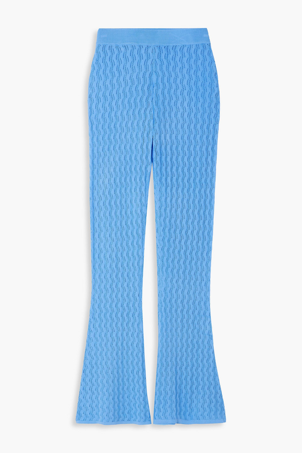 Dodo Bar Or Sophia Pointelle-knit Flared Pants In Blue