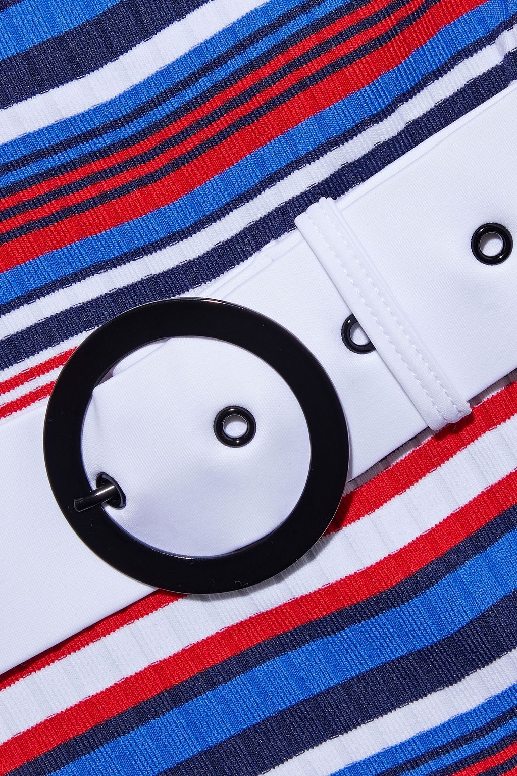 SOLID & STRIPED The Nina belted striped ribbed swimsuit