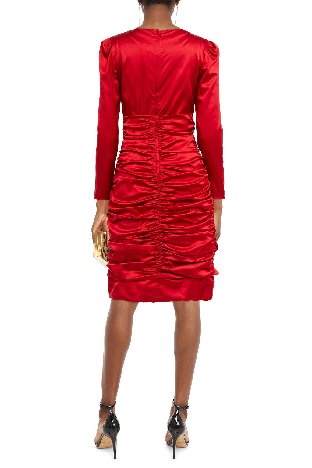 DOLCE&GABBANA Wrap-effect gathered stretch-silk satin mini dress