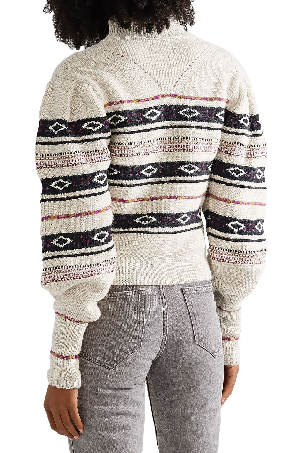 ISABEL MARANT Conelly pointelle-trimmed intarsia-knit turtleneck sweater