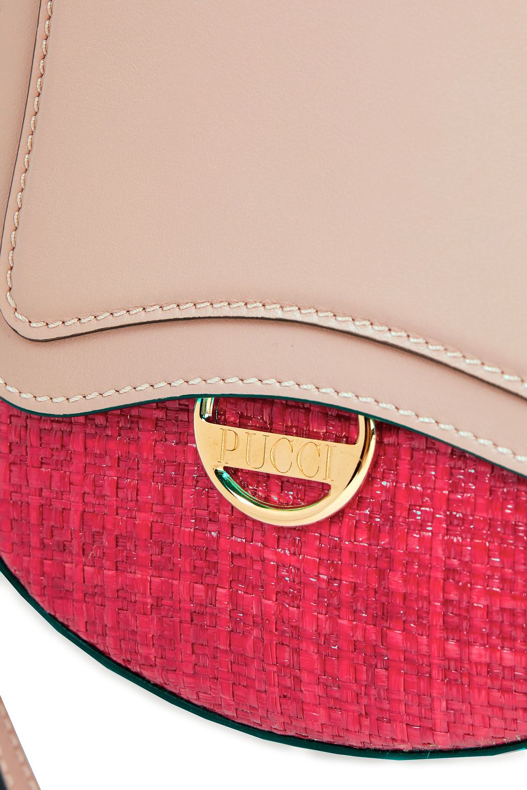 PUCCI Dora mini printed leather and faux raffia shoulder bag