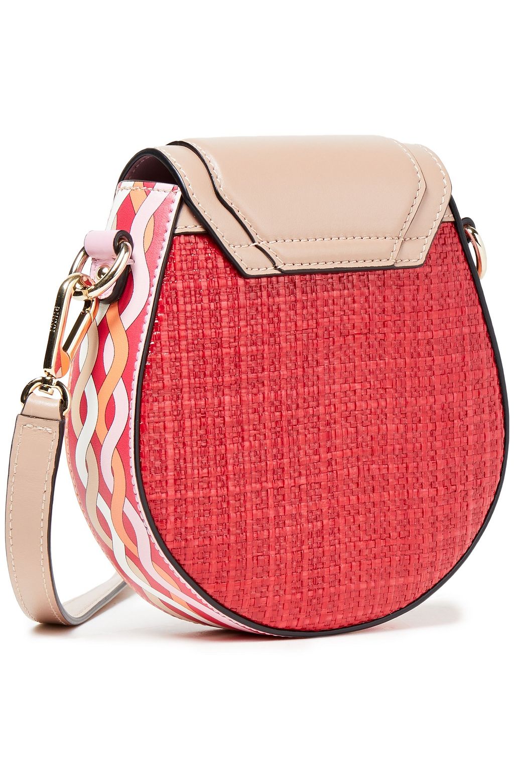 PUCCI Dora mini printed leather and faux raffia shoulder bag