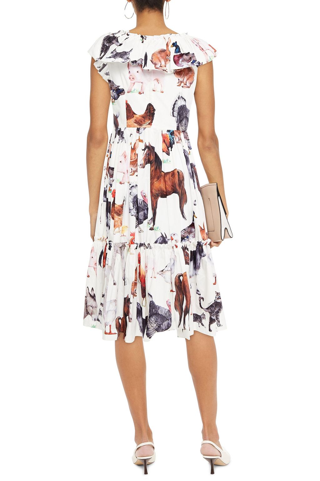 DOLCE&GABBANA Ruffled printed cotton-poplin midi dress