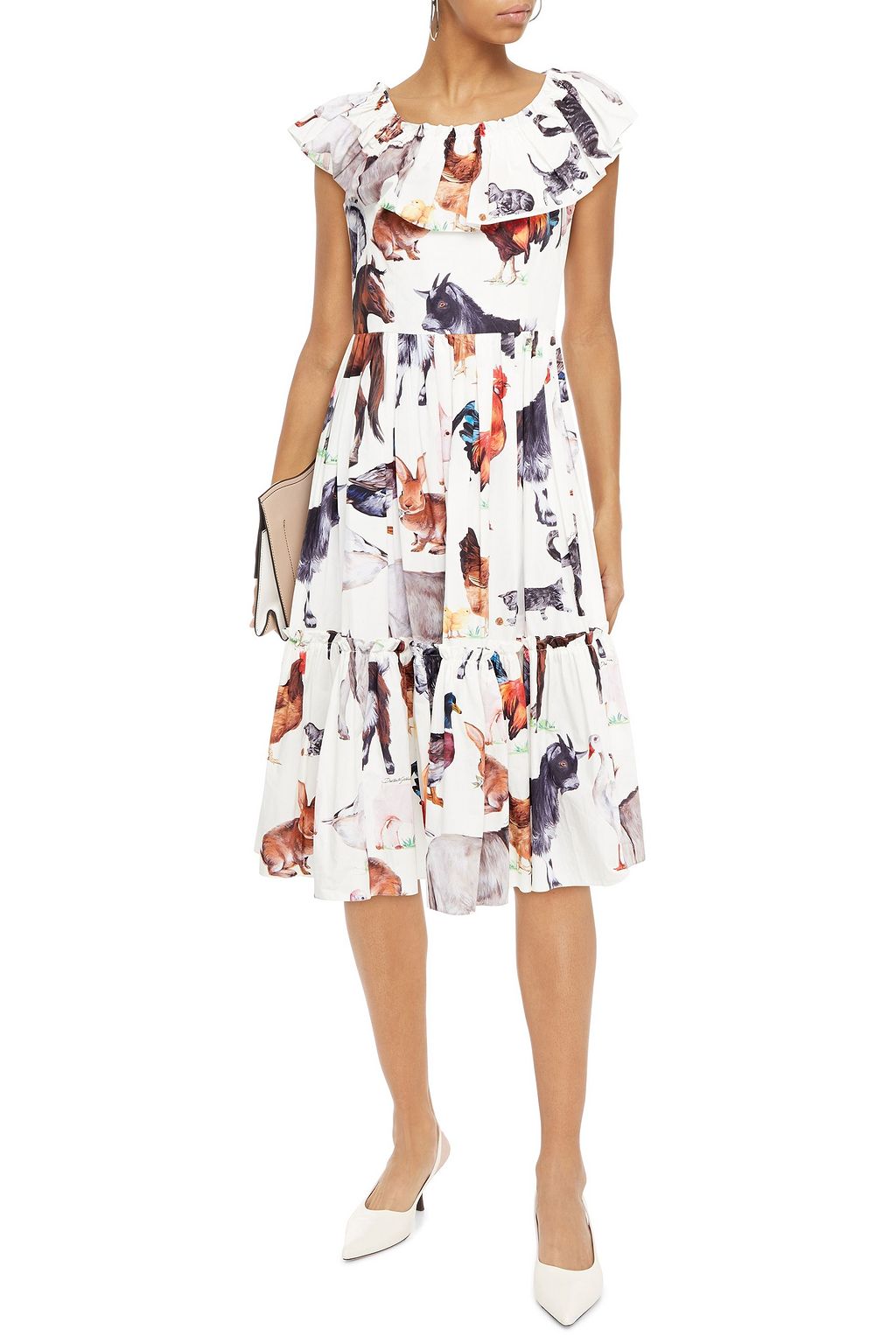 DOLCE&GABBANA Ruffled printed cotton-poplin midi dress