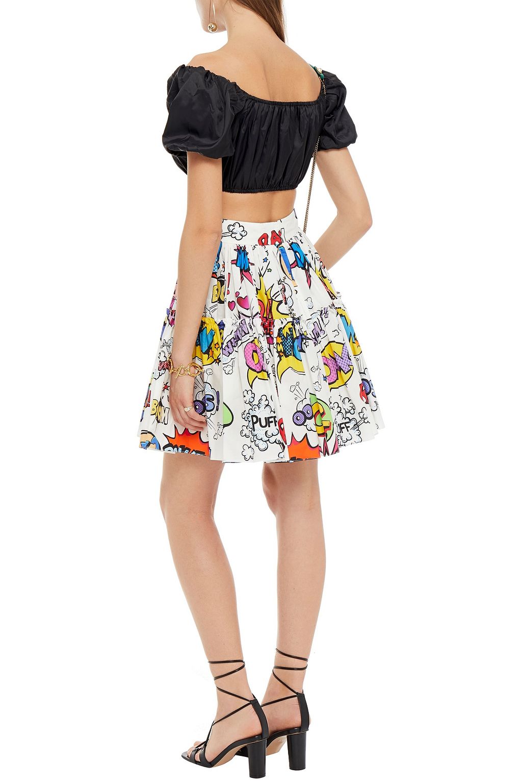 DOLCE&GABBANA Pleated printed cotton-poplin mini skirt