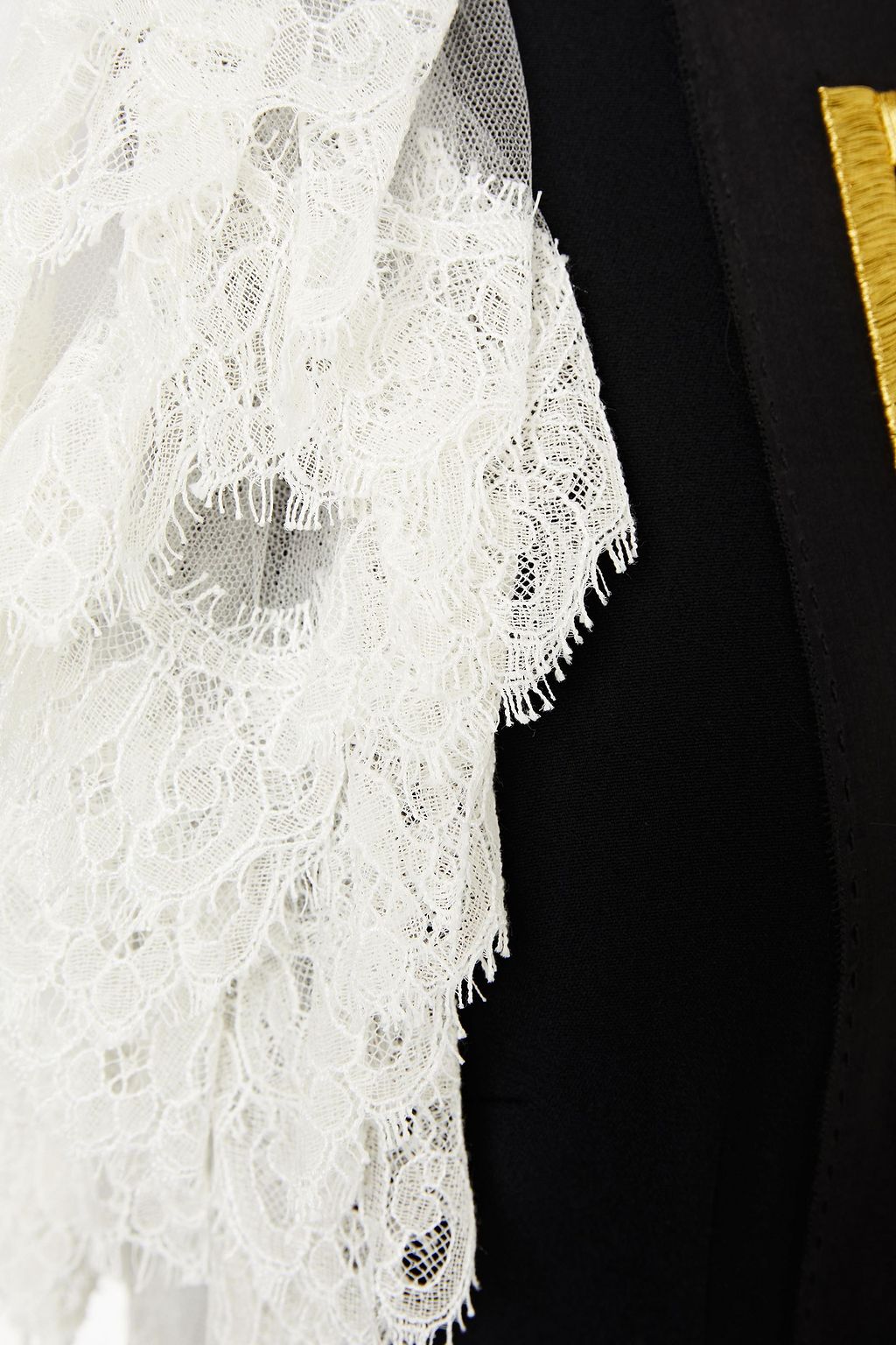 DOLCE&GABBANA Lace-trimmed embellished crepe mini dress