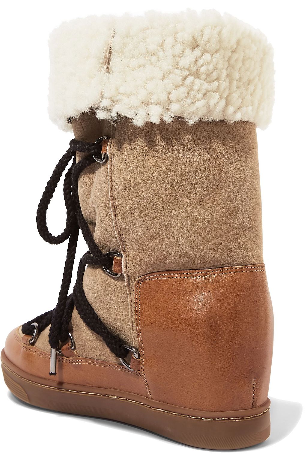 ISABEL MARANT Nowly shearling-lined textured-leather and suede snow boots