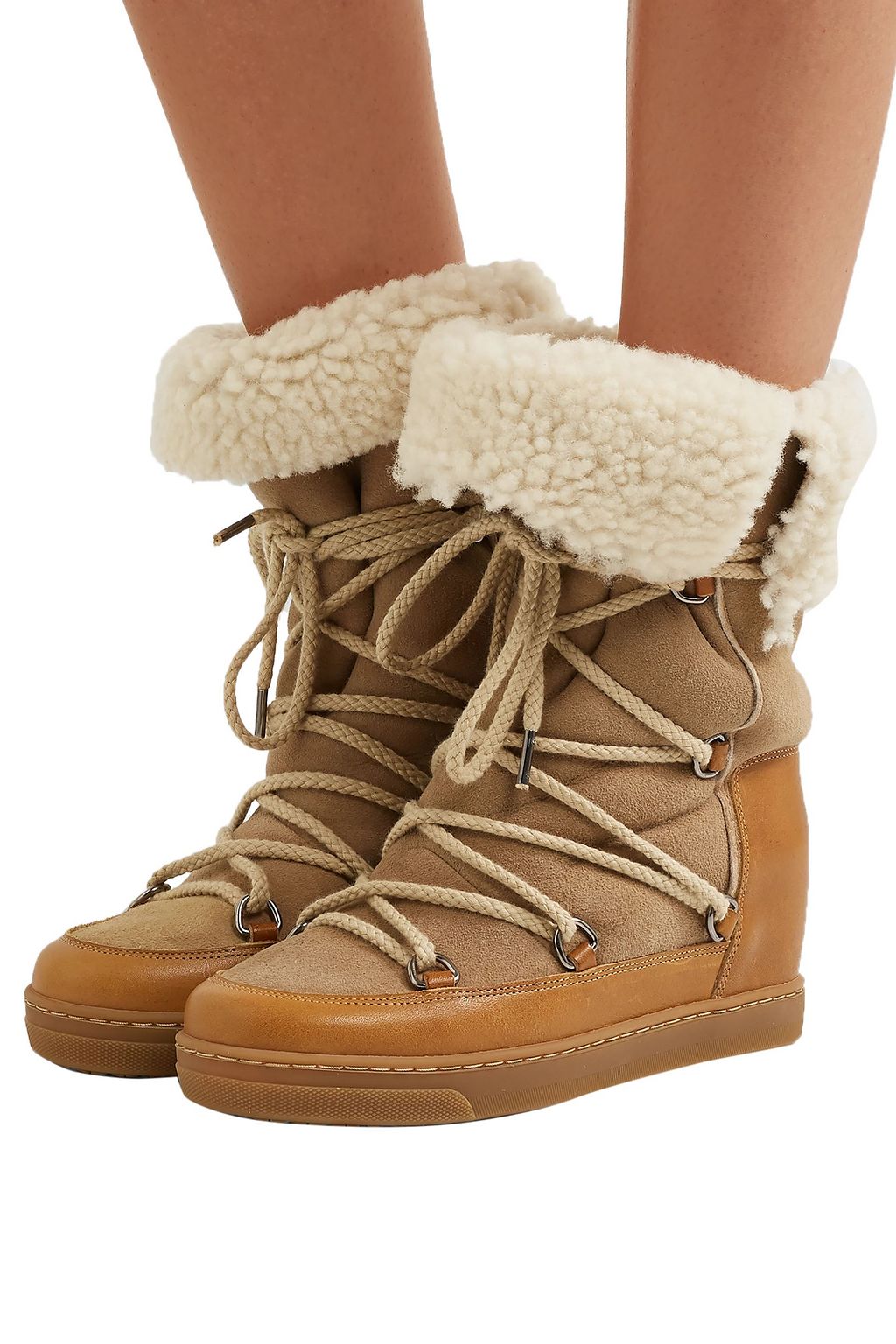 ISABEL MARANT Nowly shearling-lined textured-leather and suede snow boots