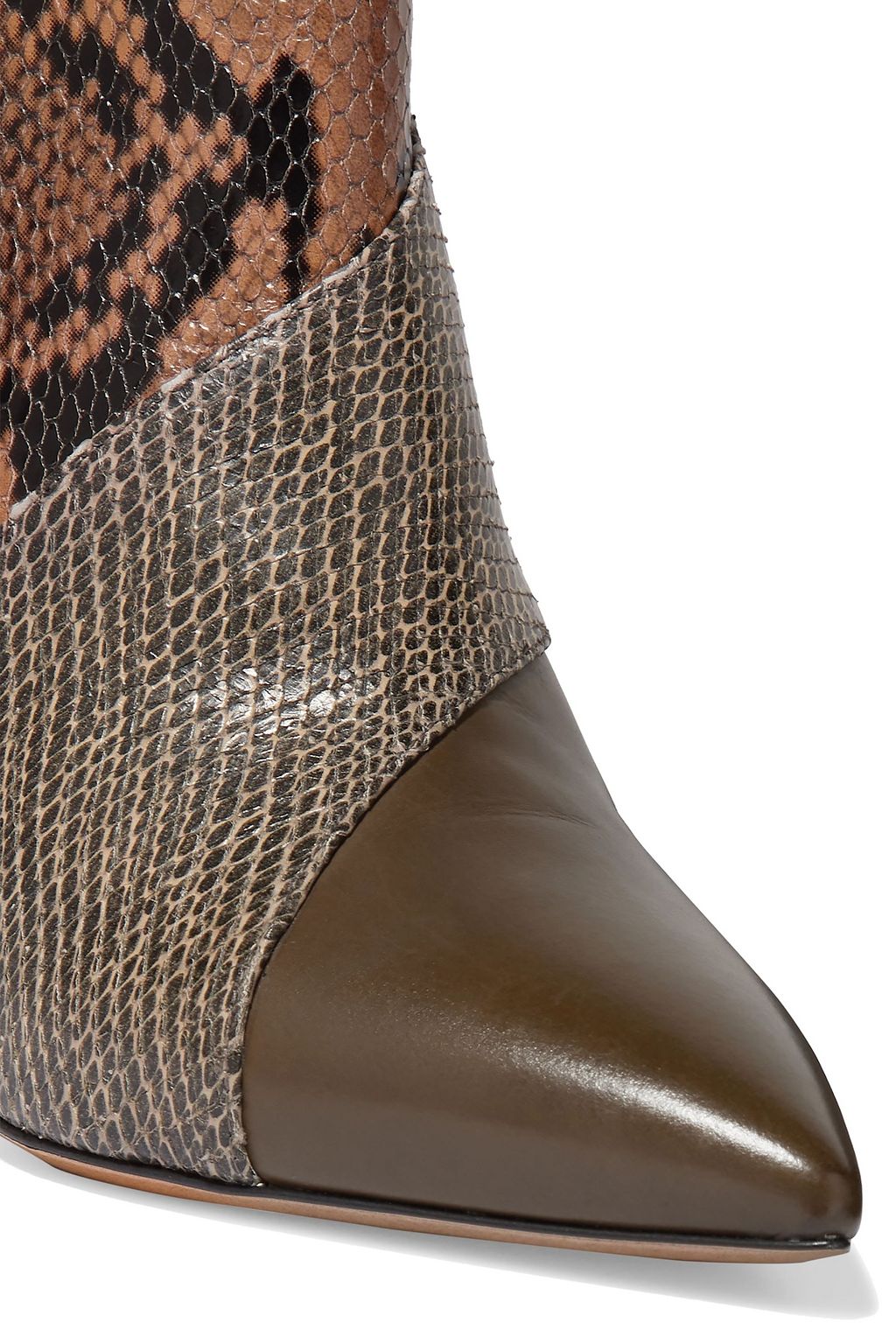 ISABEL MARANT Latts paneled snake-effect leather ankle boots