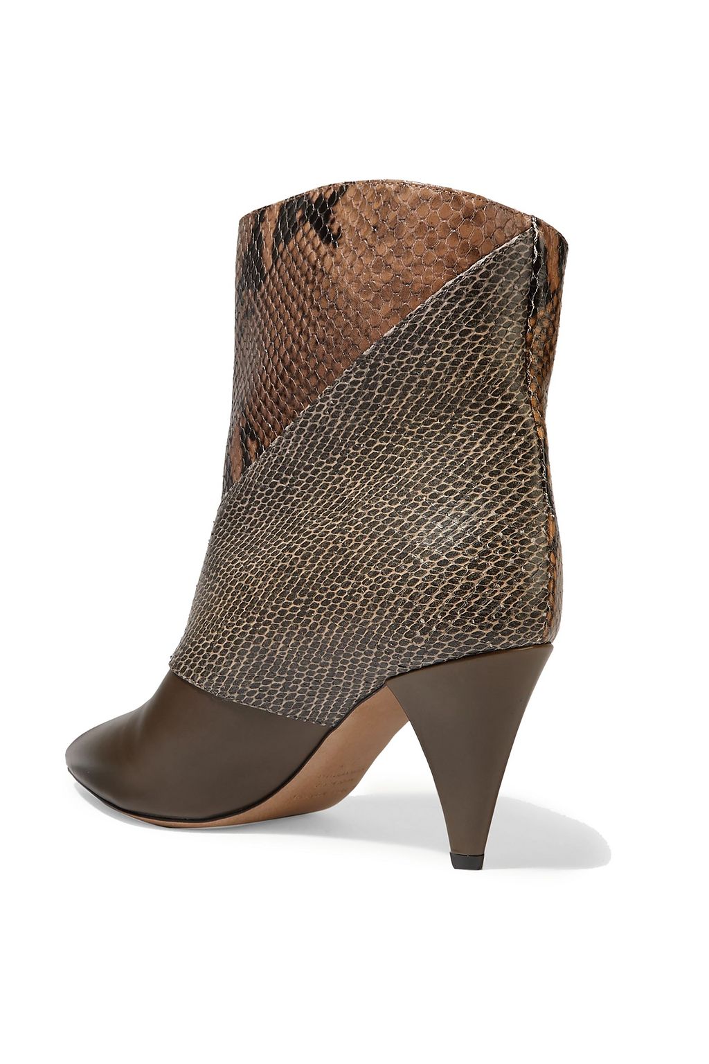 ISABEL MARANT Latts paneled snake-effect leather ankle boots