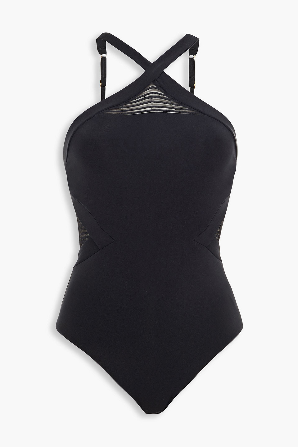 Jets Australia By Jessika Allen Woman Cutout Mesh-trimmed Swimsuit Black Size 14