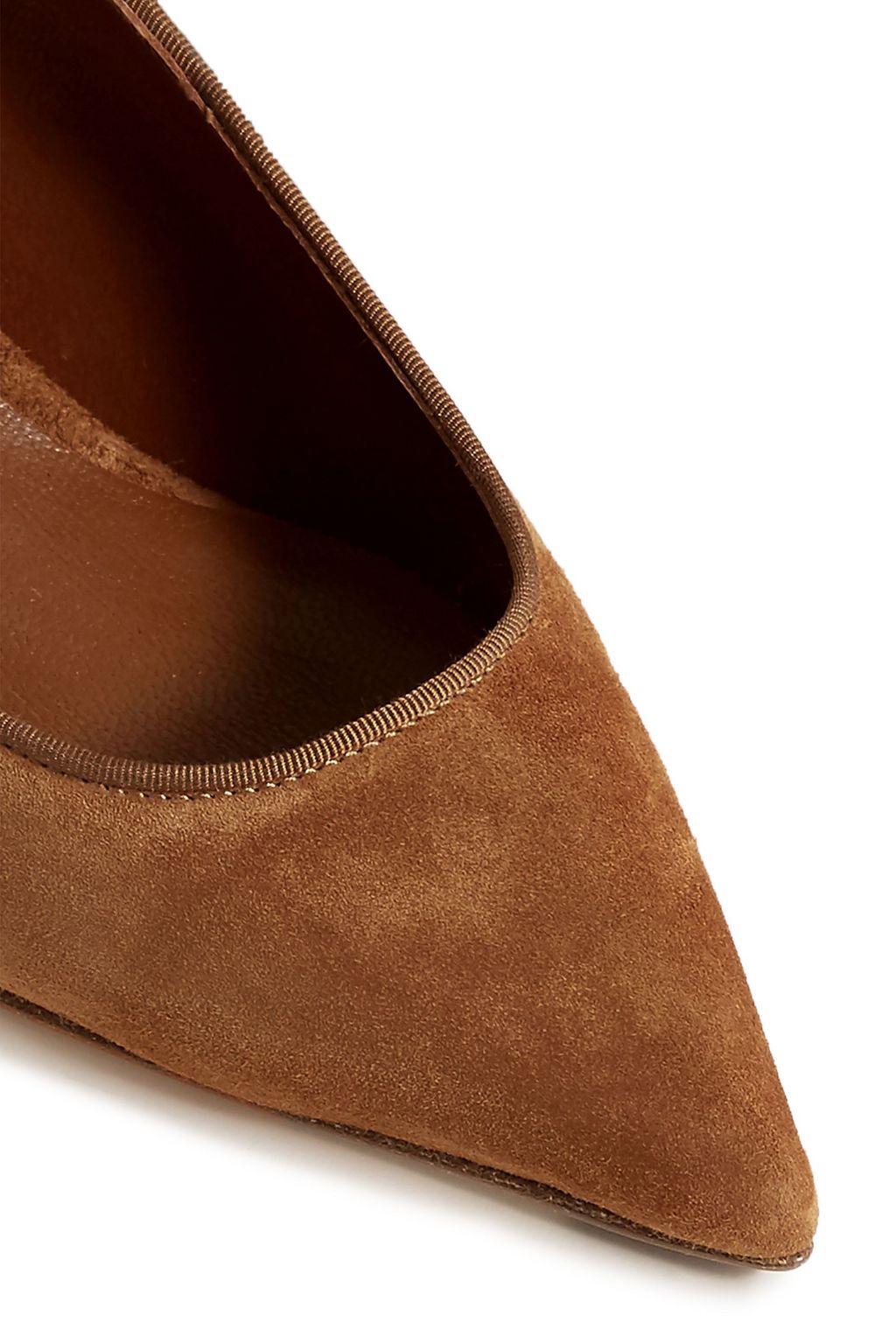 KHAITE Grosgrain-trimmed suede pumps