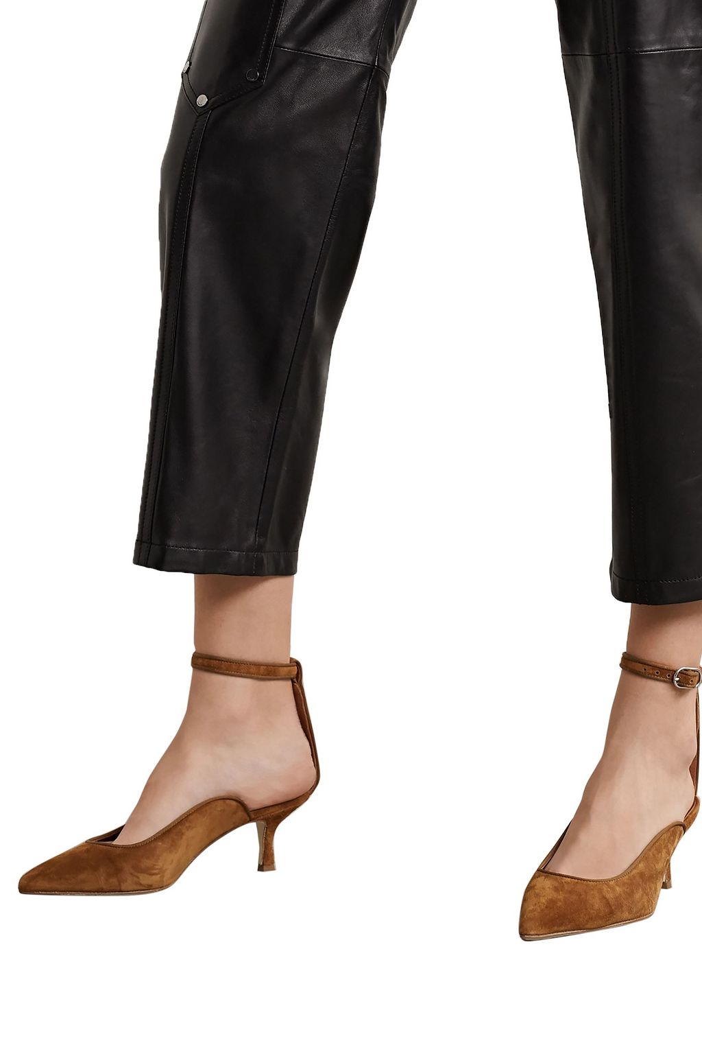 KHAITE Grosgrain-trimmed suede pumps