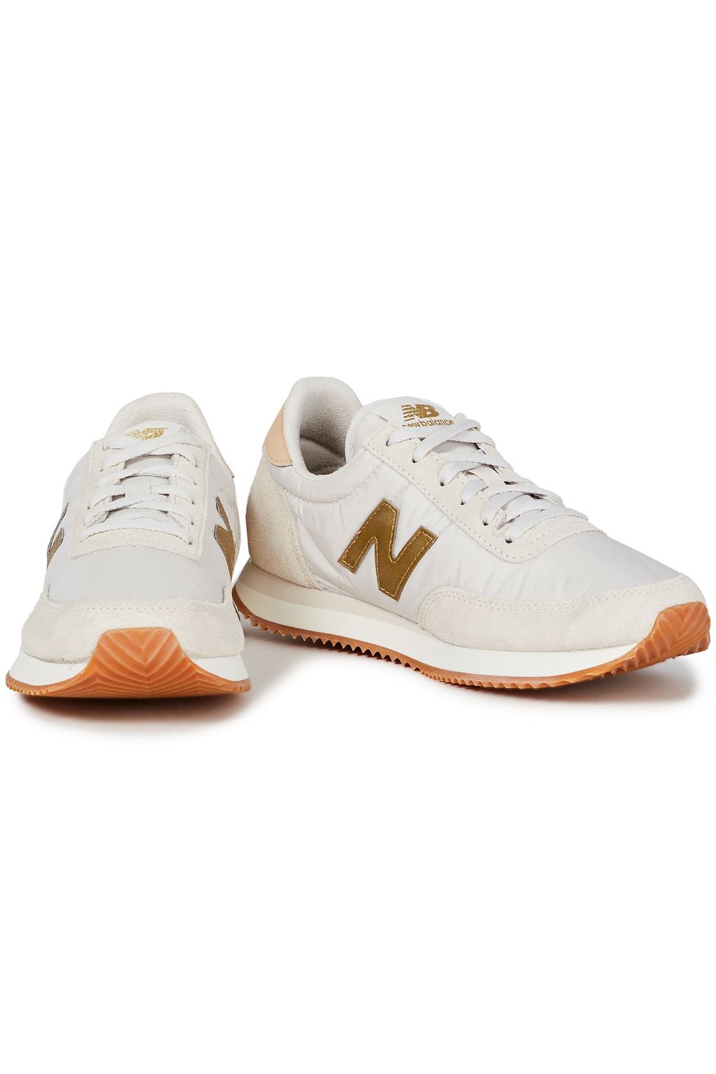 NEW BALANCE Metallic-trimmed suede and shell sneakers