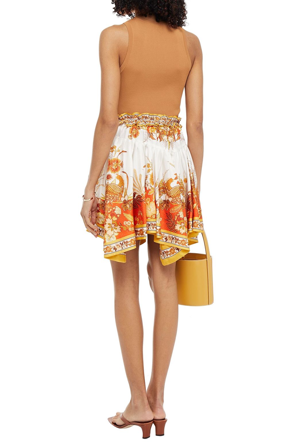 ZIMMERMANN Brightside Placement asymmetric printed silk-twill mini skirt