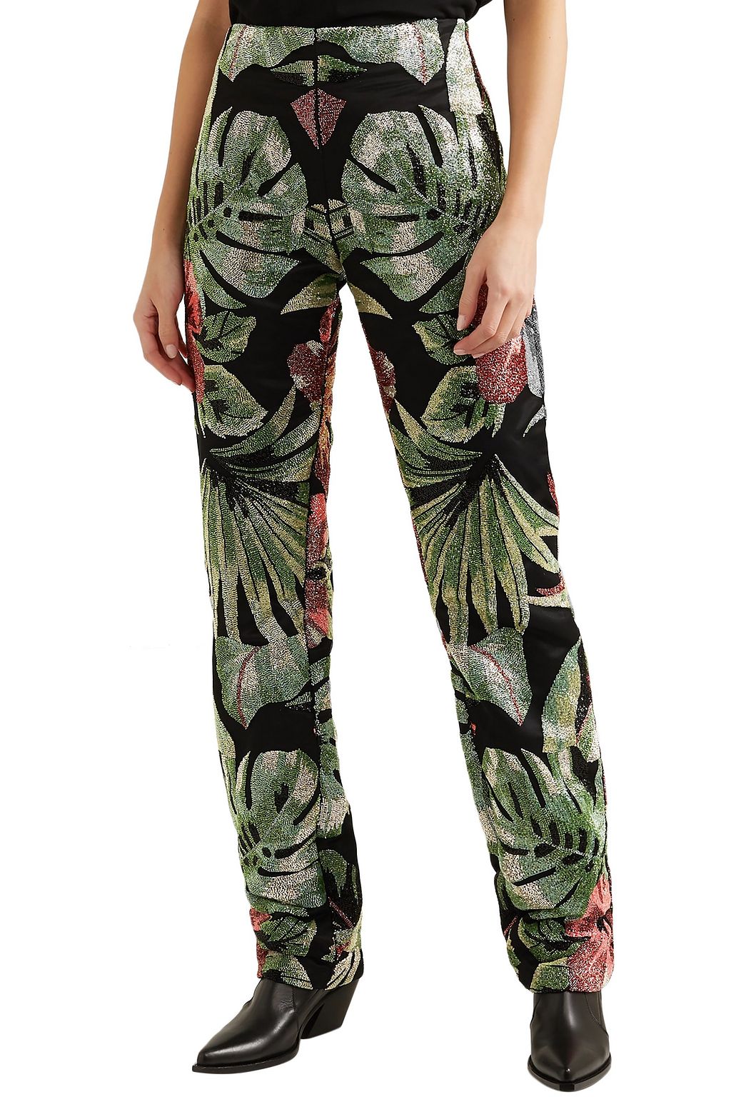 RICHARD QUINN Bead-embellished twill straight-leg pants