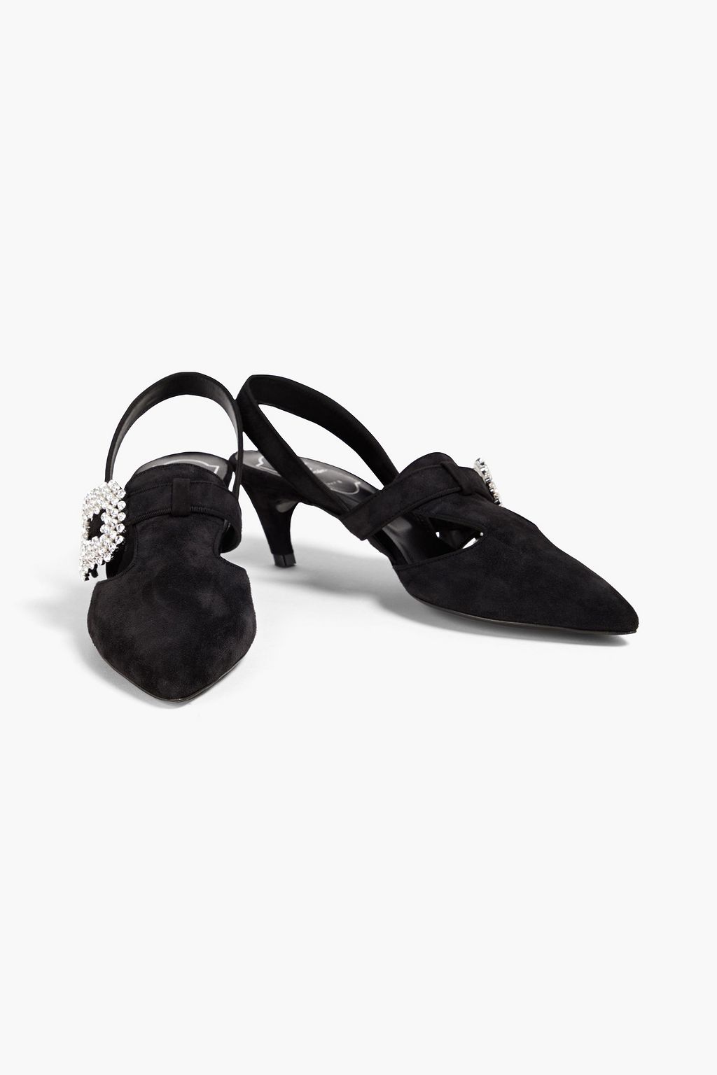ROGER VIVIER Embellished suede slingback pumps