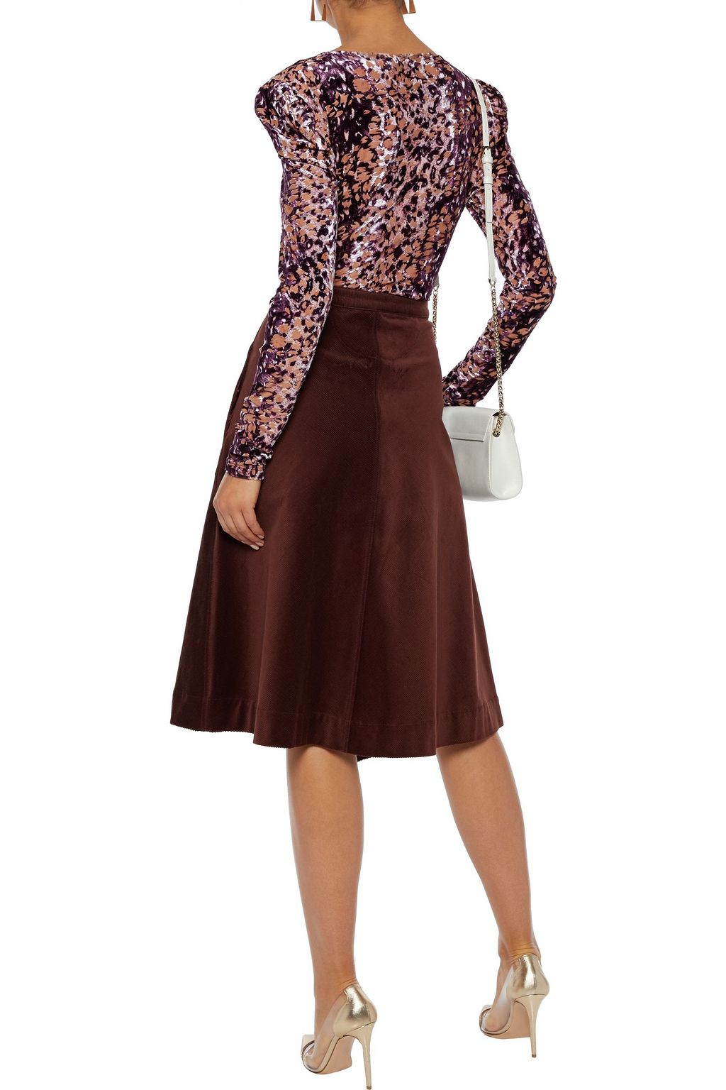 RACHEL ZOE Sellini devoré-velvet and stretch-jersey bodysuit