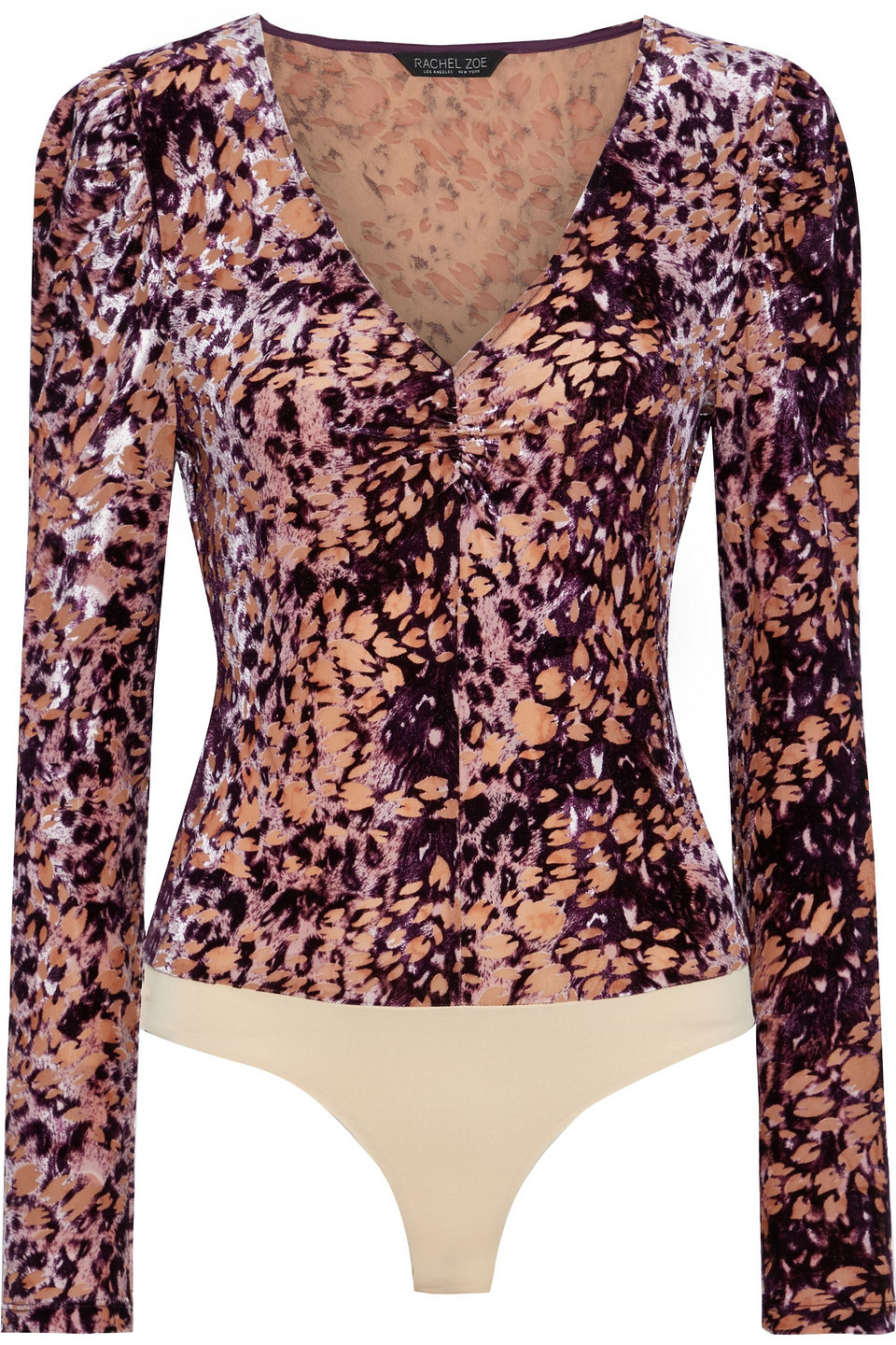 Sellini devoré-velvet and stretch-jersey bodysuit