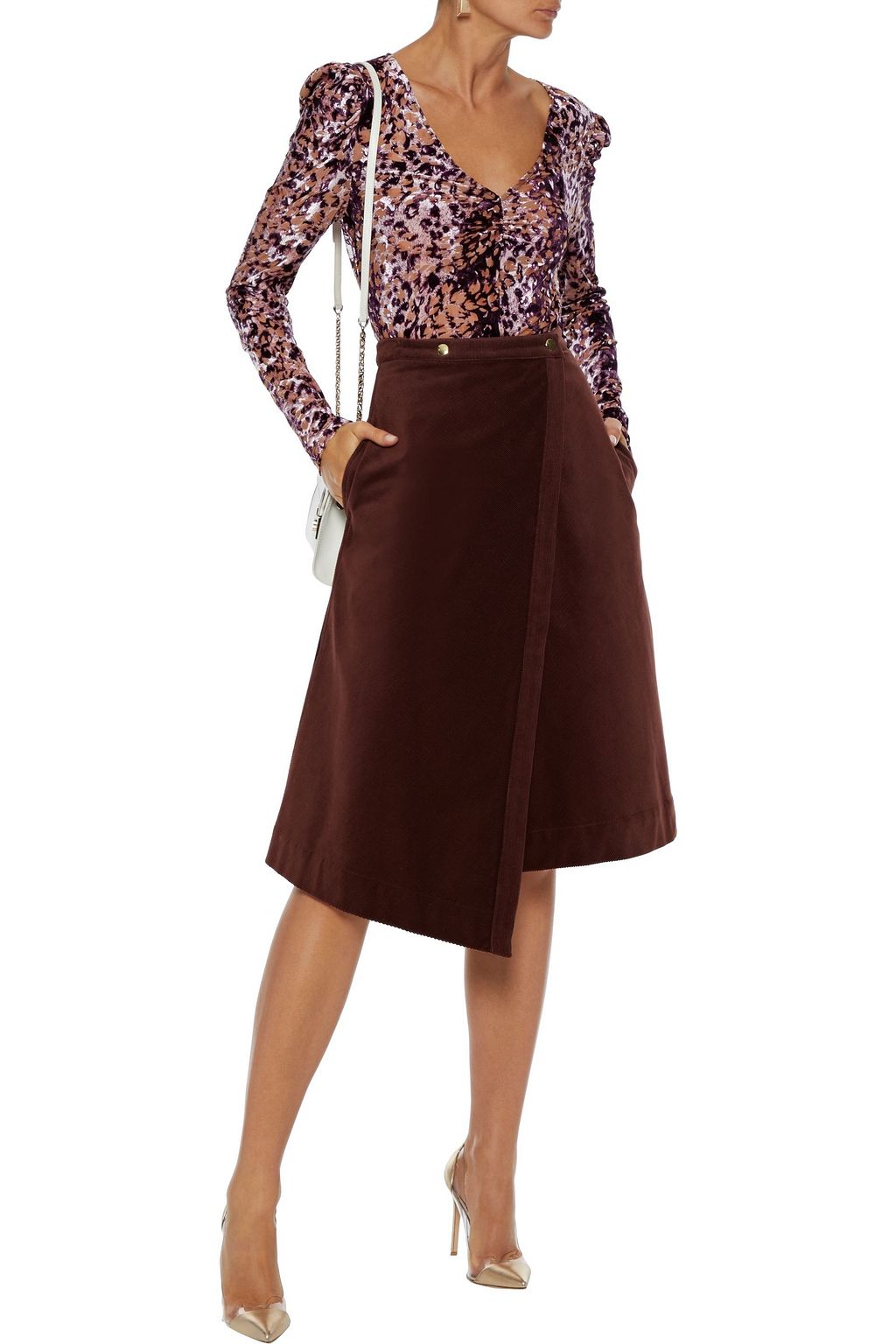 RACHEL ZOE Sellini devoré-velvet and stretch-jersey bodysuit