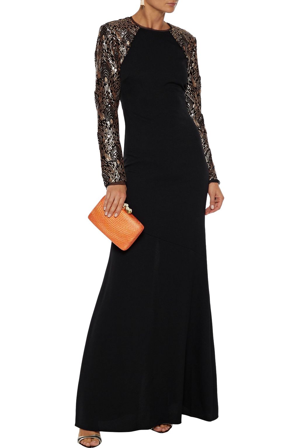 RACHEL ZOE Miabella sequin-embellished tulle-paneled crepe gown