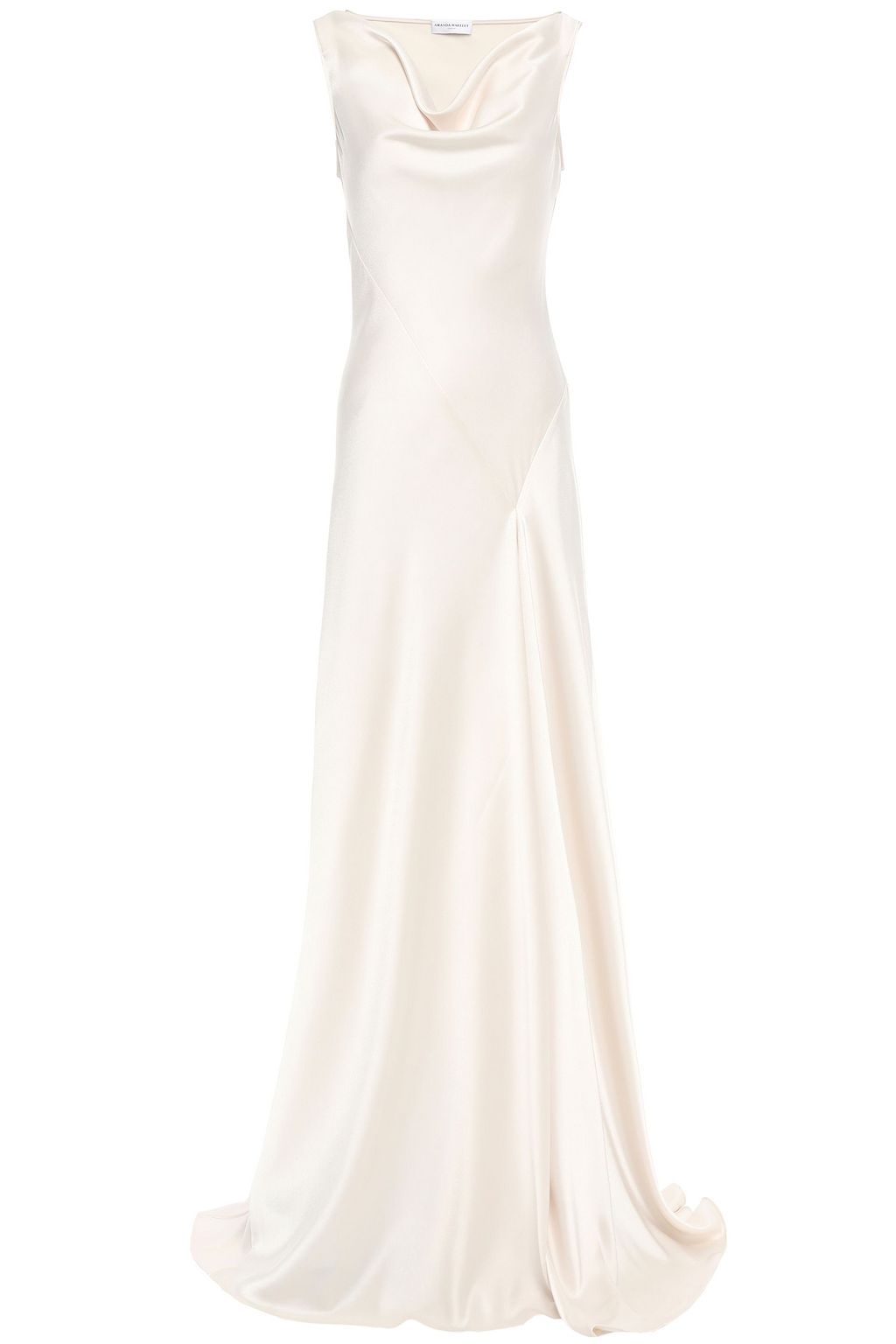 draped satin gown