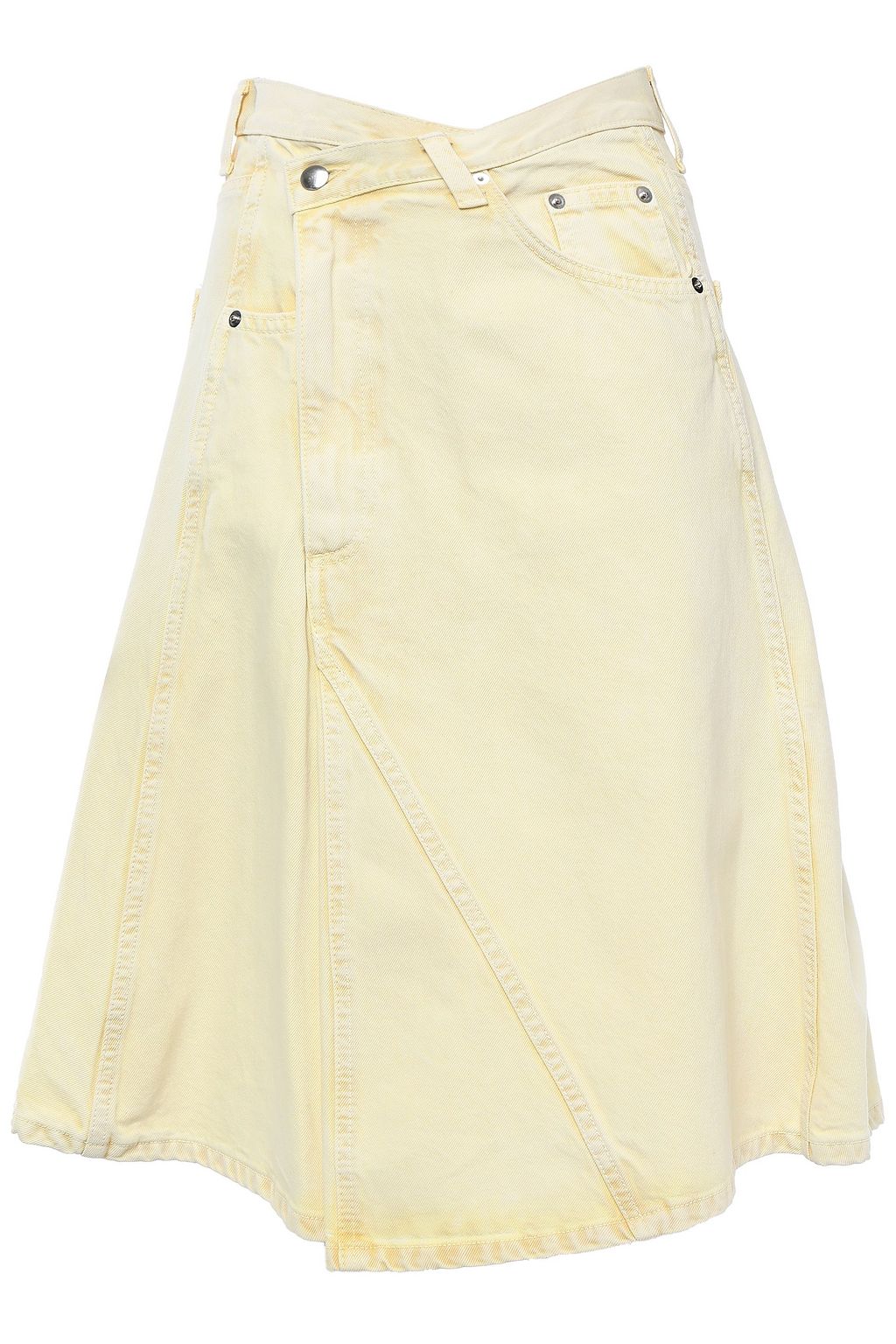 pastel yellow denim skirt