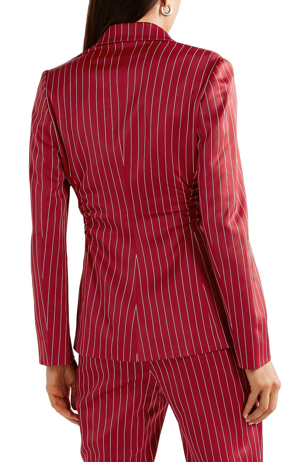 SIES MARJAN Greer ruched pinstriped satin blazer