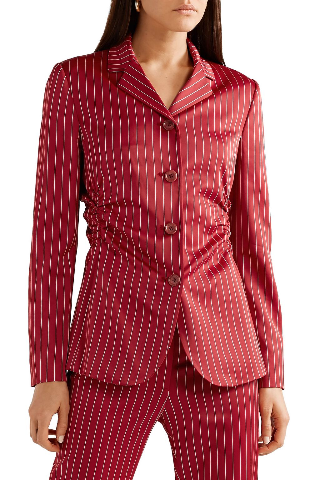 SIES MARJAN Greer ruched pinstriped satin blazer