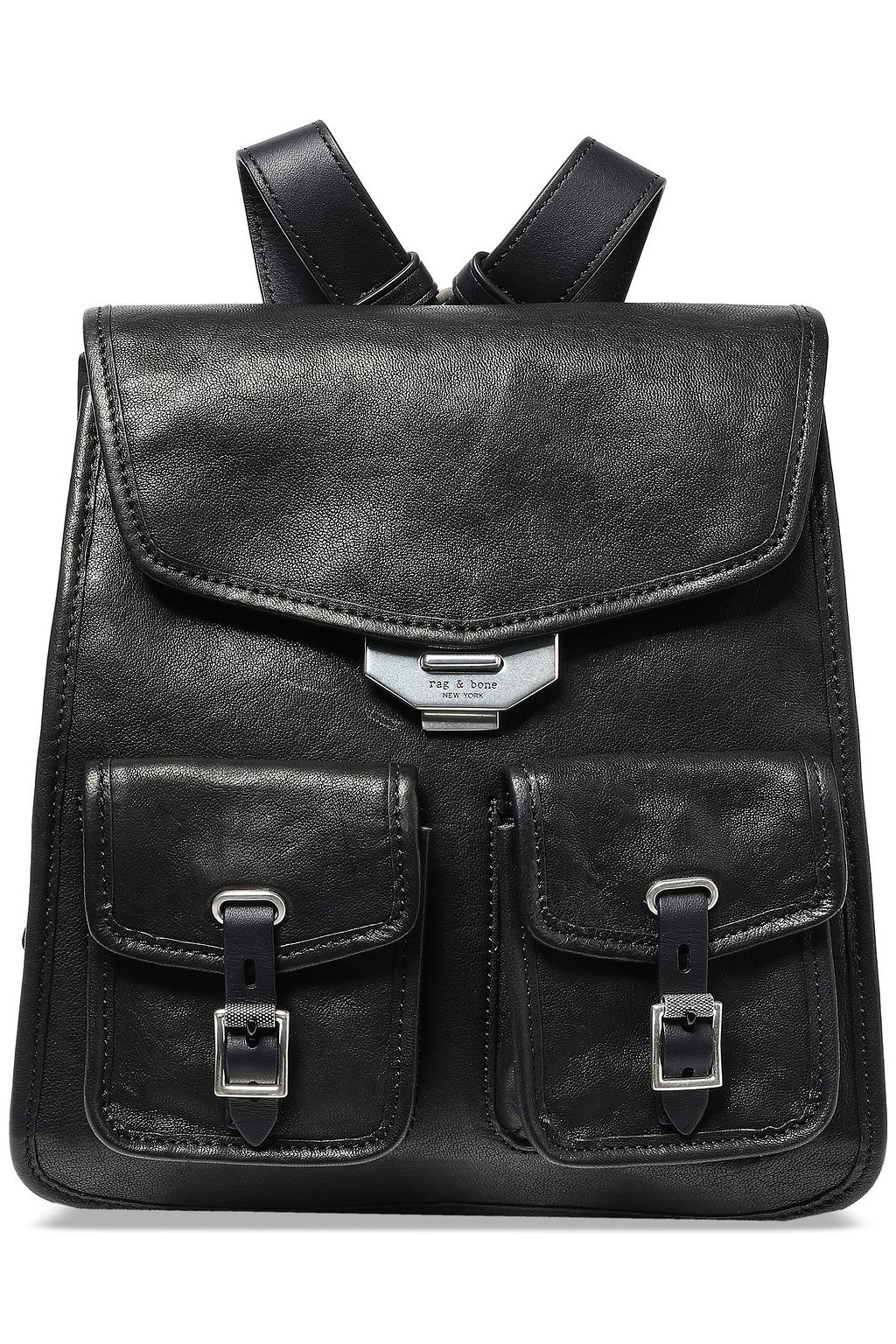 black pebbled leather backpack