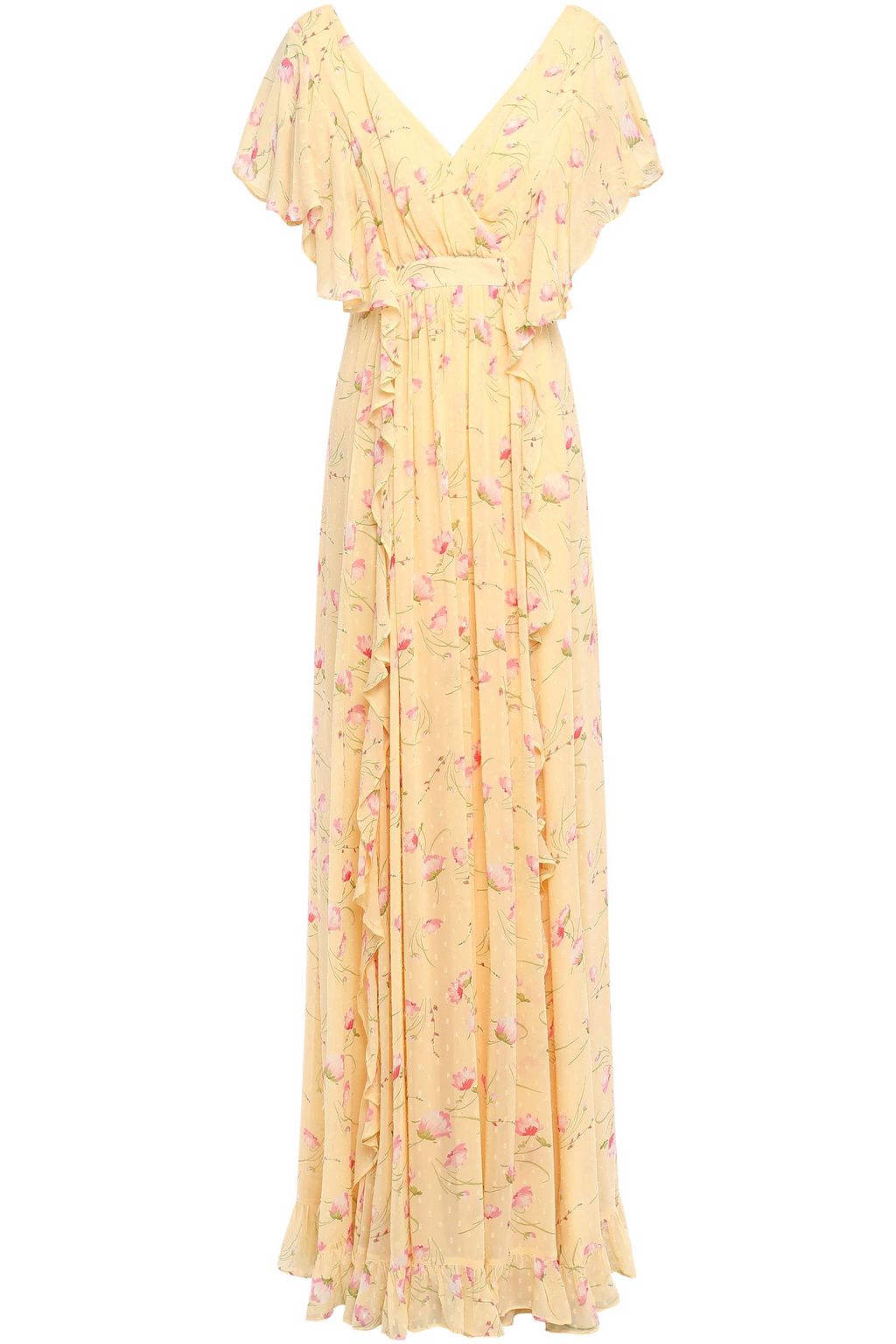 ruffled floral maxi dress