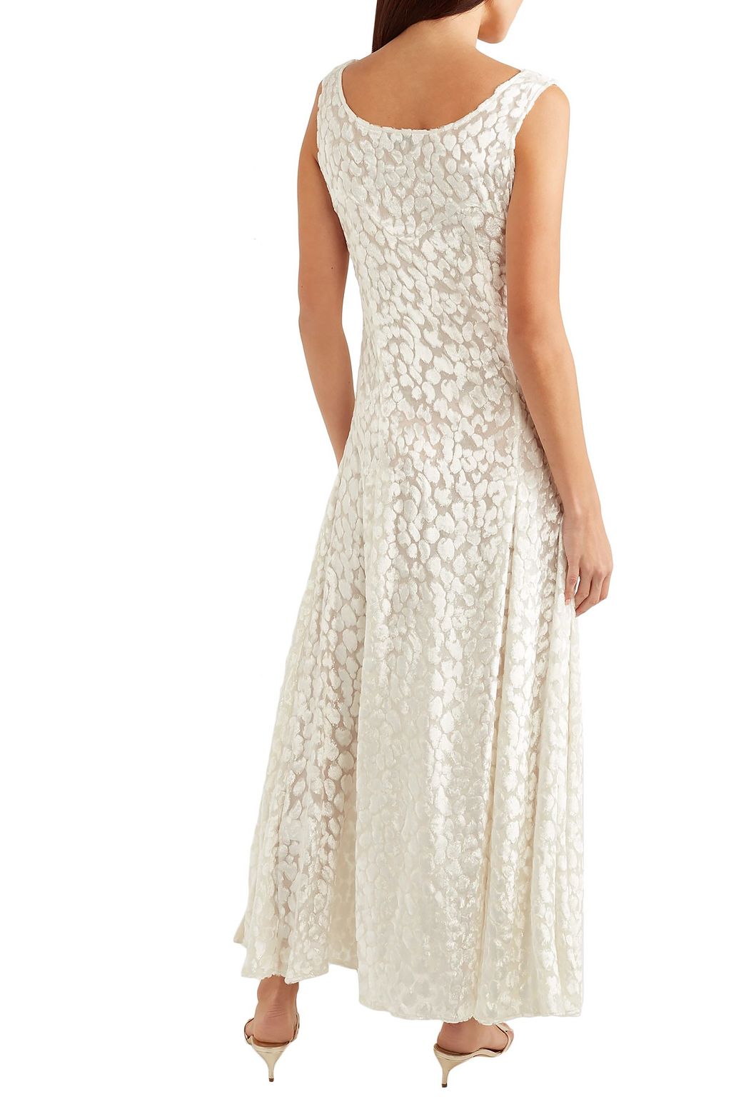 RACIL Shadow pleated devoré-velvet maxi dress