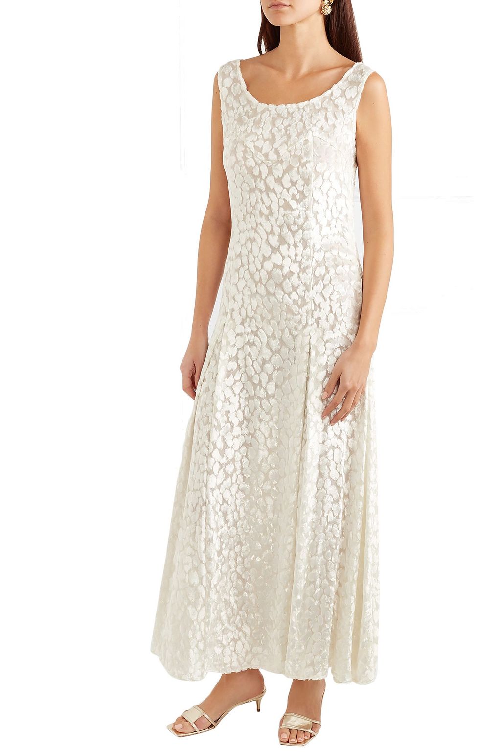 RACIL Shadow pleated devoré-velvet maxi dress