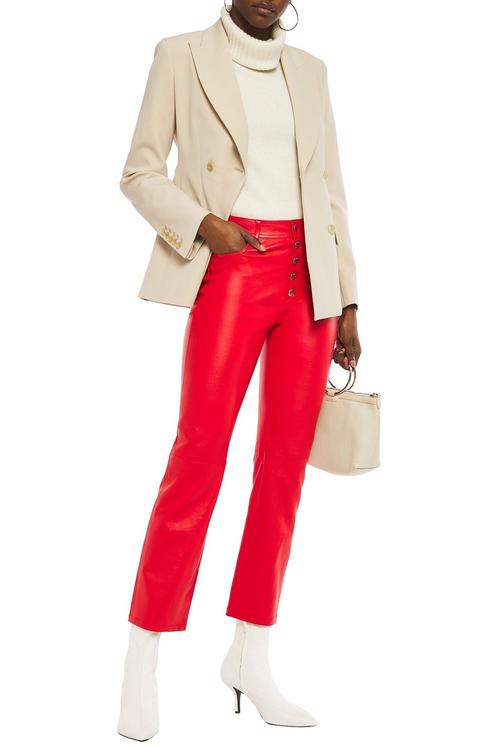JOSEPH Den cropped stretch-leather slim-leg pants