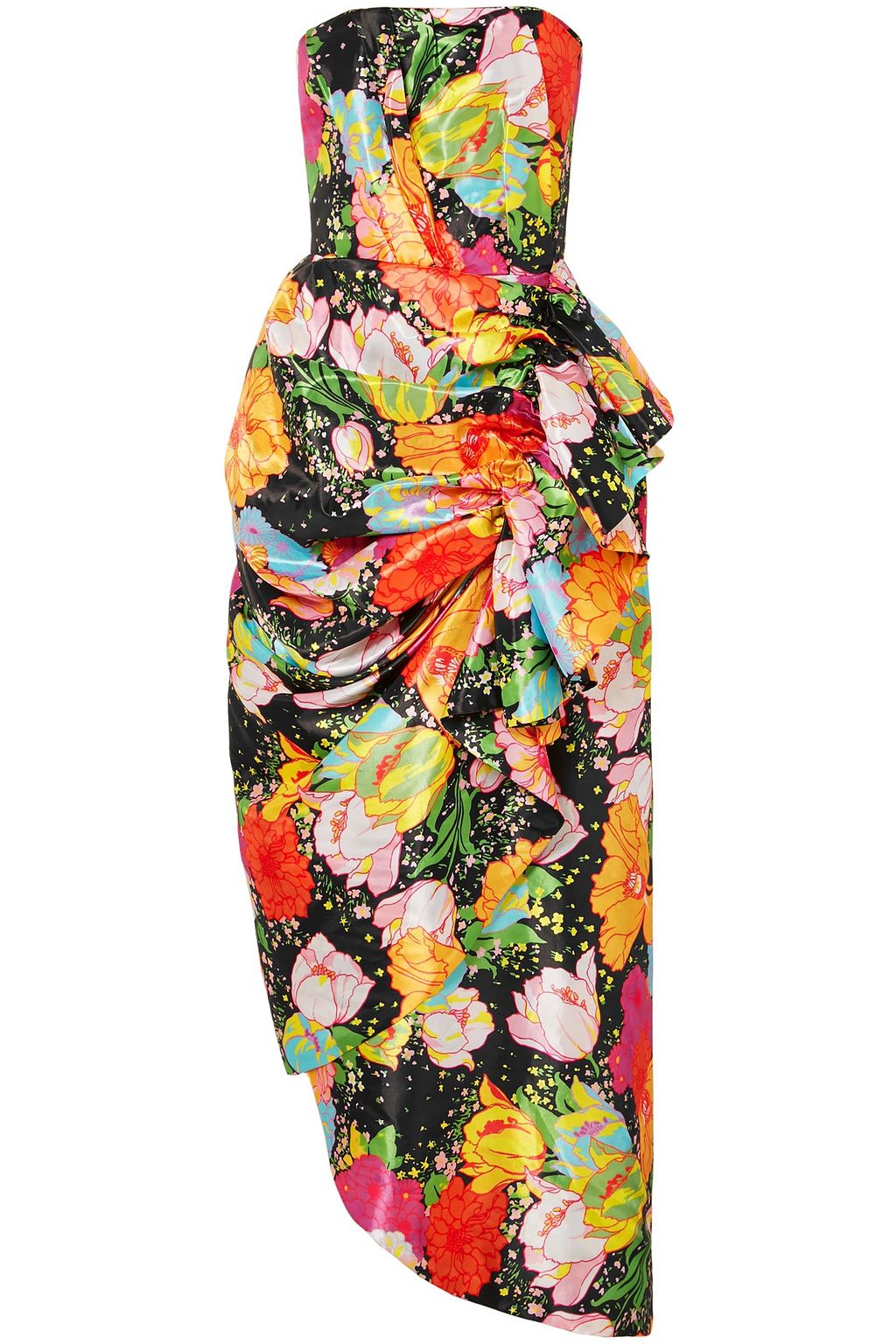 ruched floral maxi dress