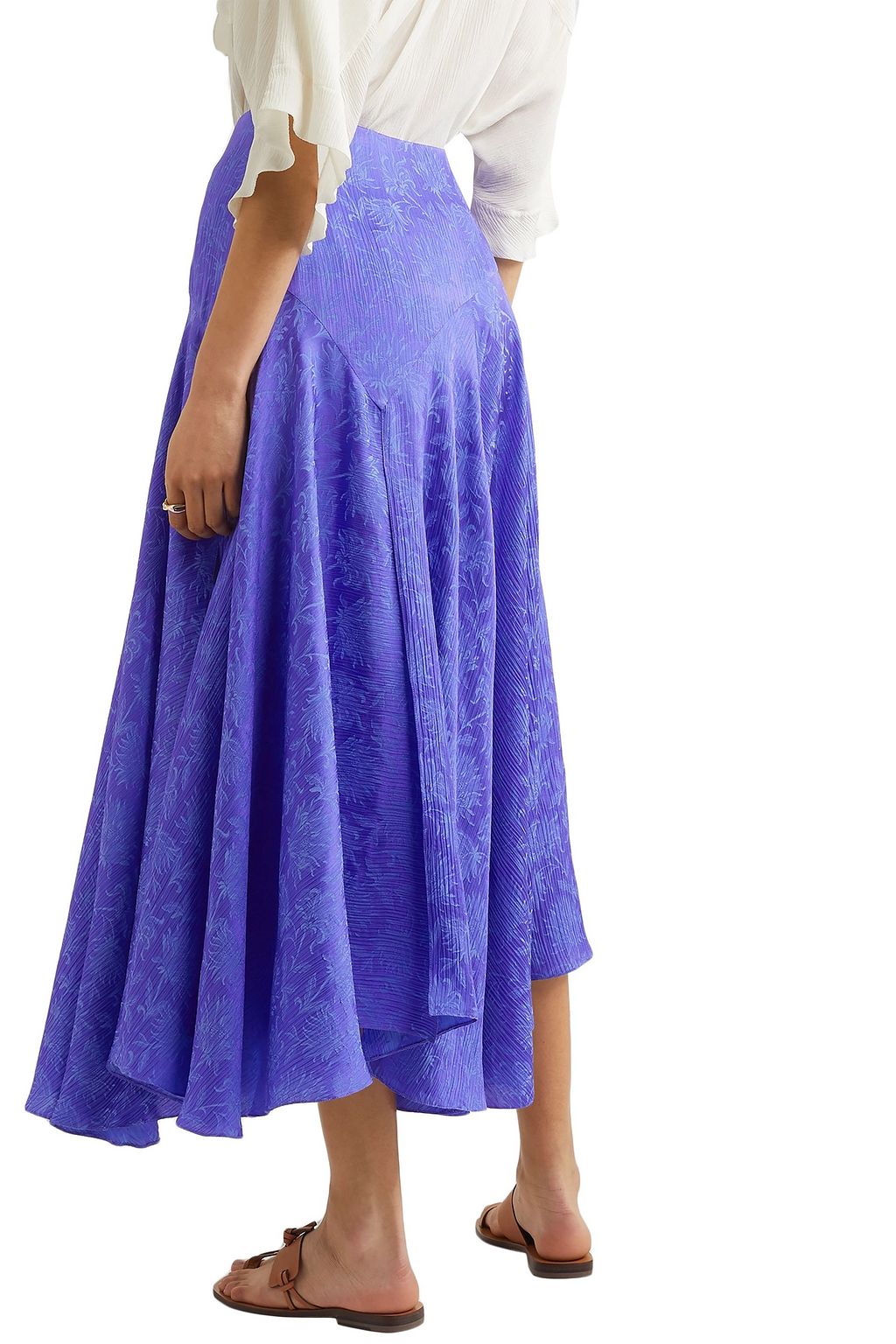 CHLOÉ Asymmetric plissé-jacquard midi skirt
