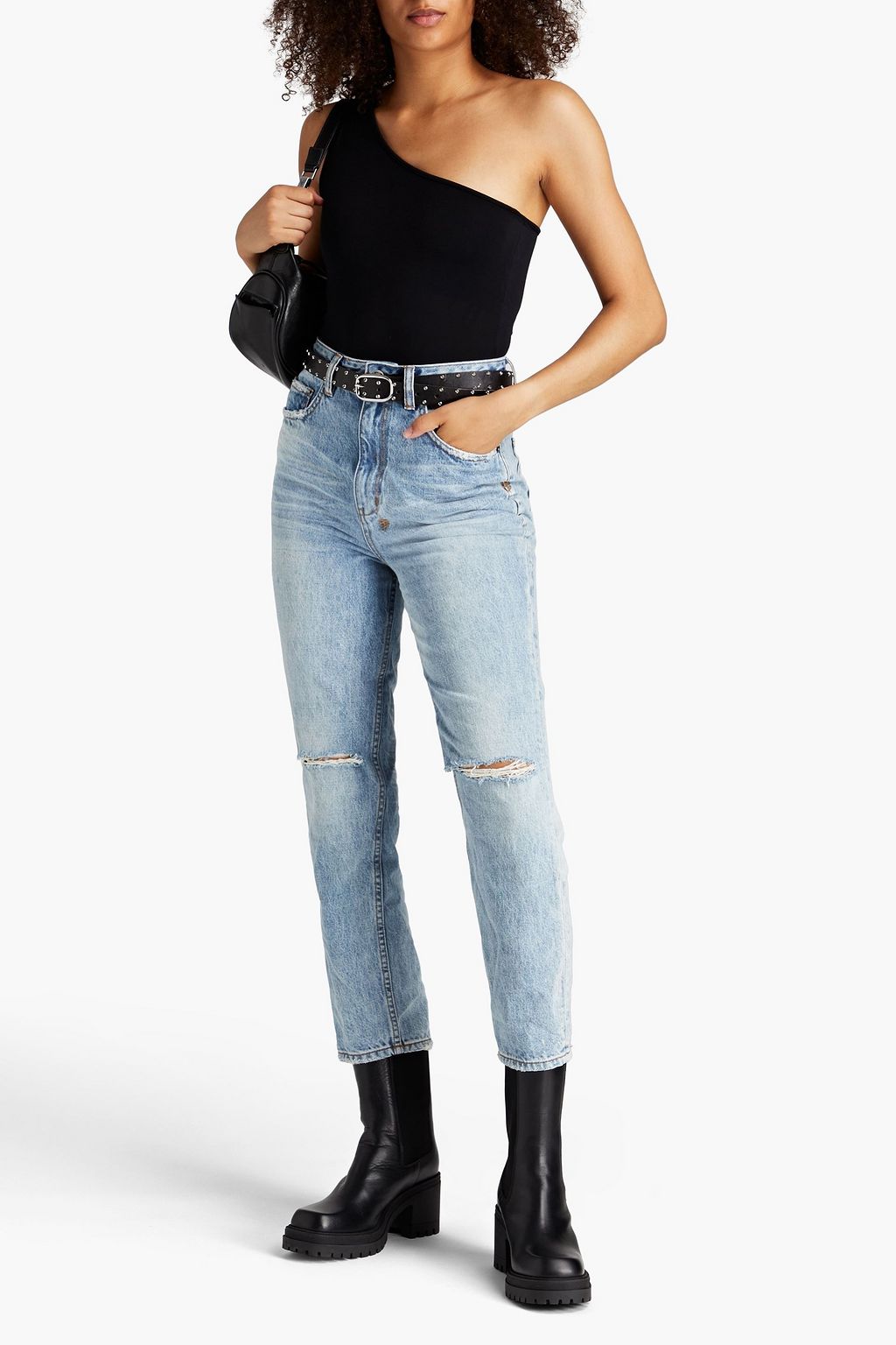 KSUBI Chlo distressed high-rise straight-leg jeans