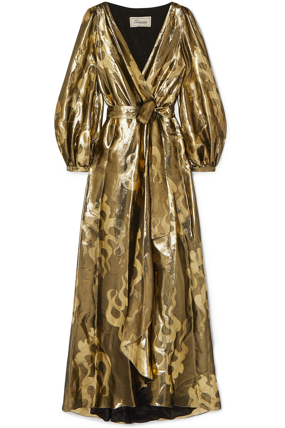 Temperley London - Eda wrap-effect silk and Lurex-blend jacquard maxi dress - Metallic - UK 8