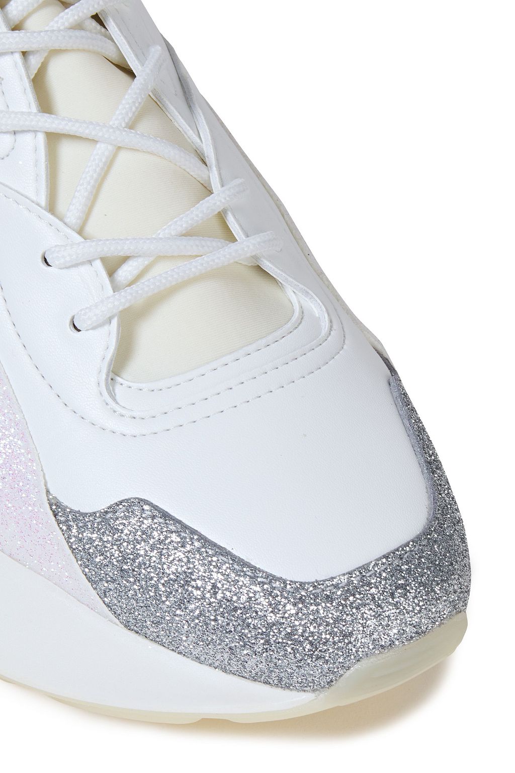 STELLA MCCARTNEY Eclypse glittered faux leather and scuba exaggerated-sole sneakers