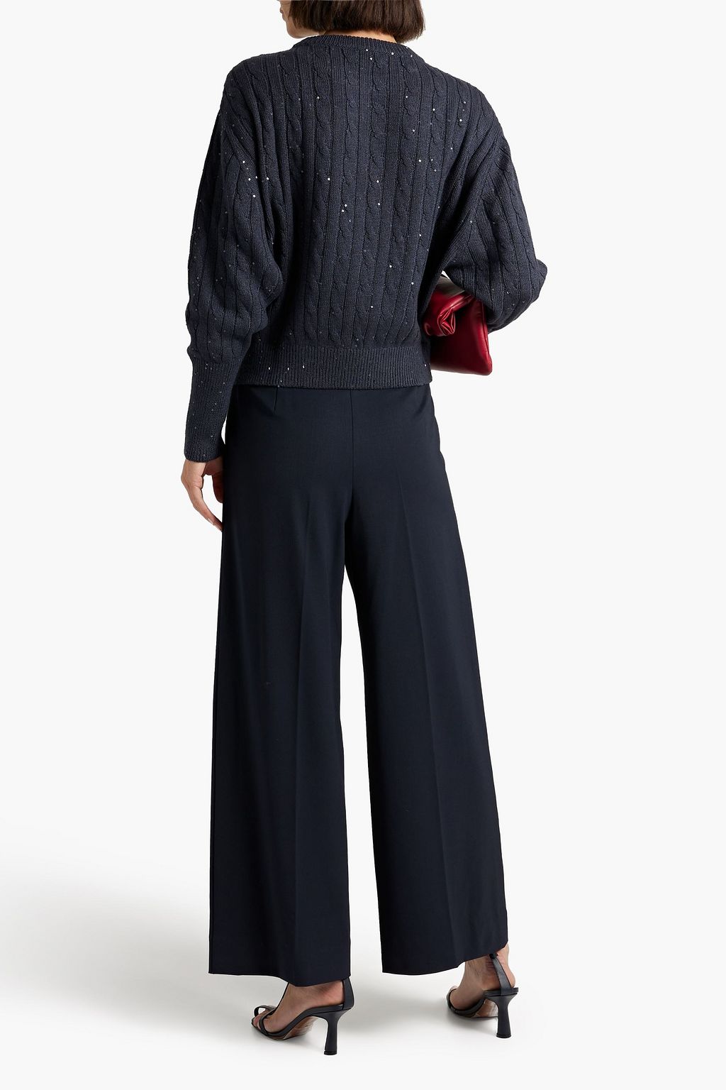BRUNELLO CUCINELLI Embellished cable-knit cashmere and silk-blend sweater