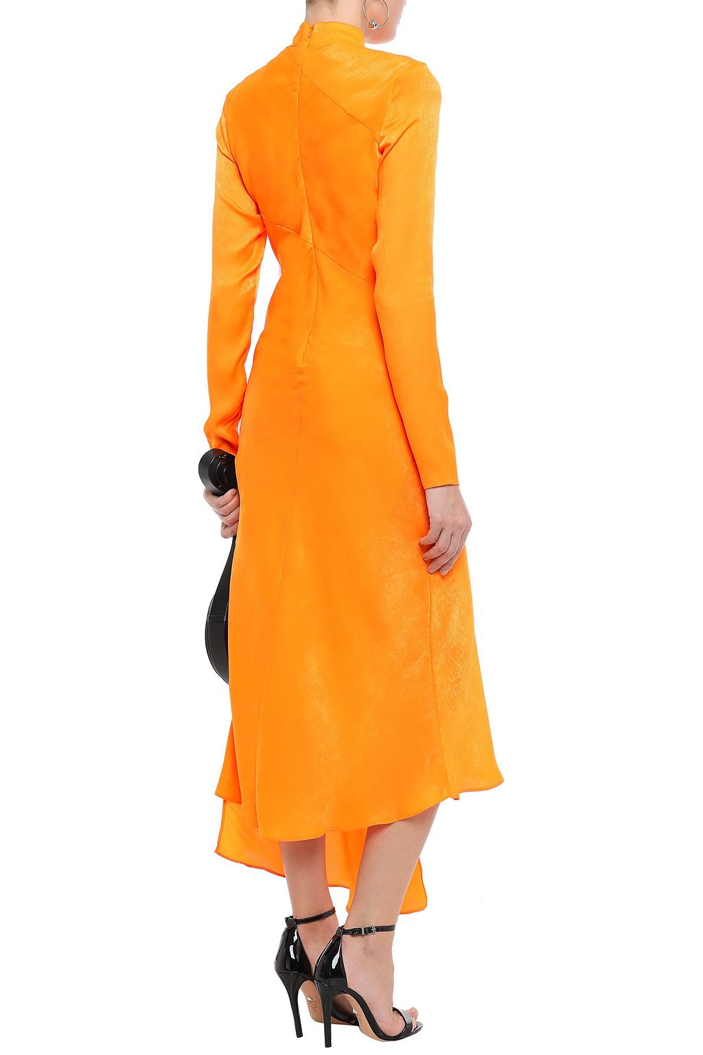 HOUSE OF HOLLAND Asymmetric neon moiré midi dress
