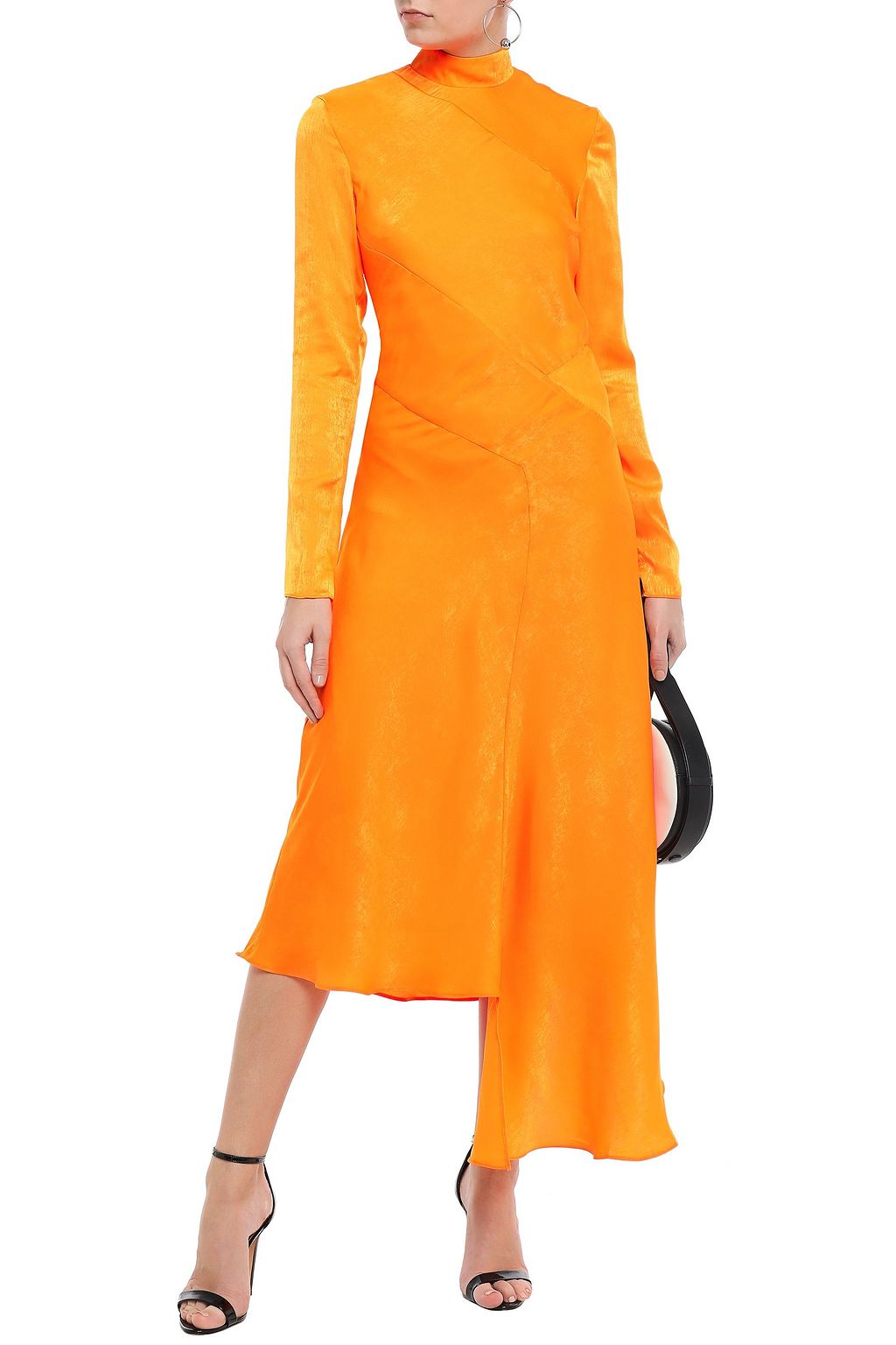 HOUSE OF HOLLAND Asymmetric neon moiré midi dress