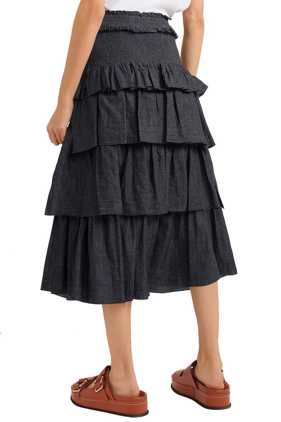 SEE BY CHLOÉ Tiered denim midi skirt THE