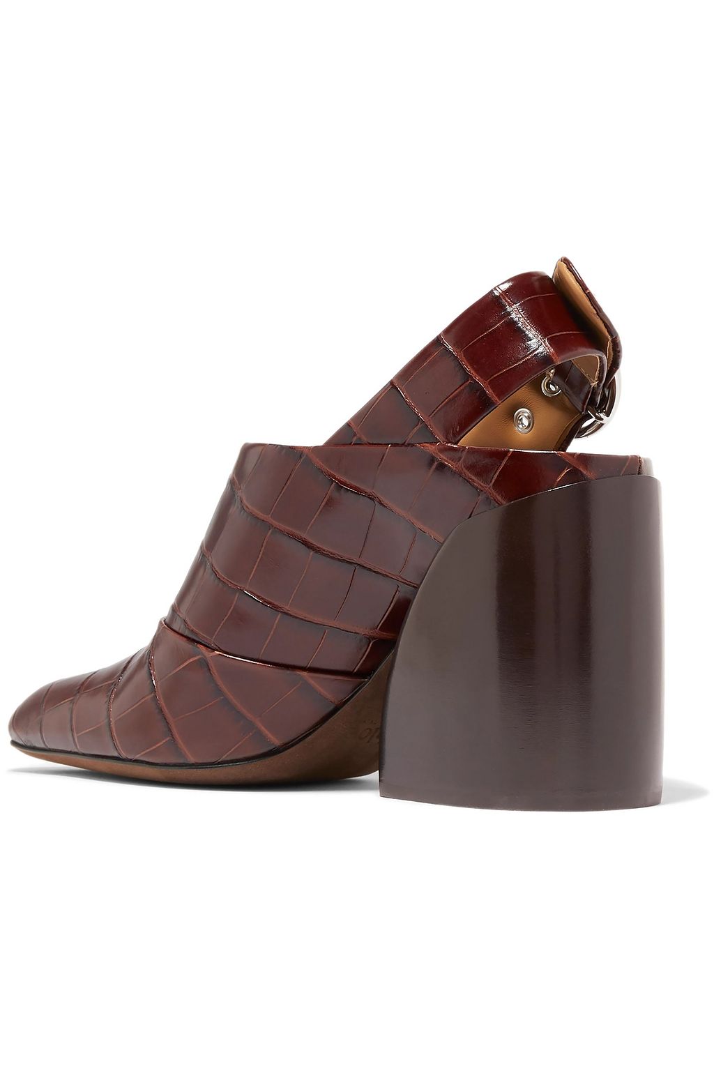 CHLOÉ Wave croc-effect leather slingback mules