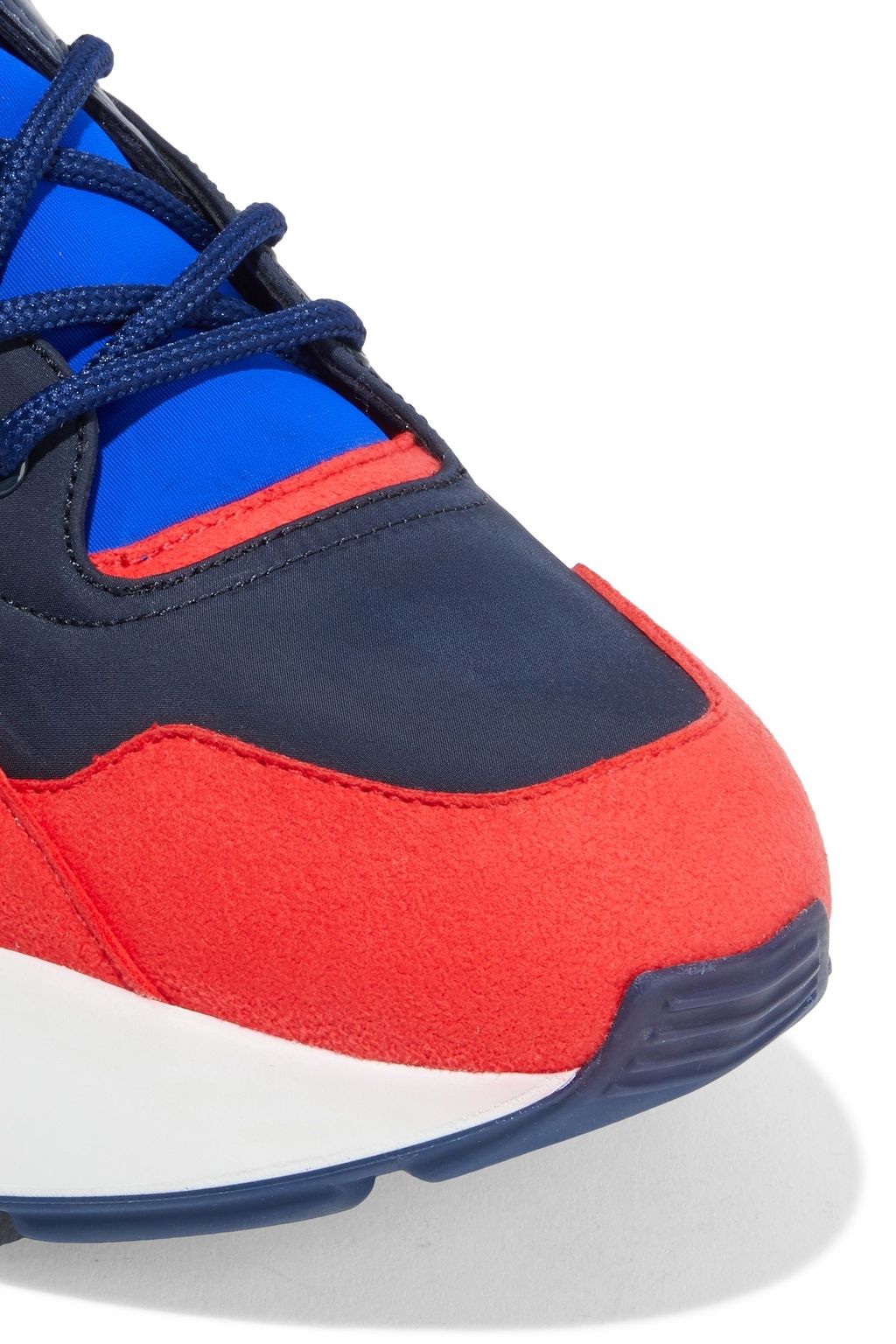 STELLA MCCARTNEY Eclypse color-block neoprene, faux leather and suede exaggerated-sole sneakers