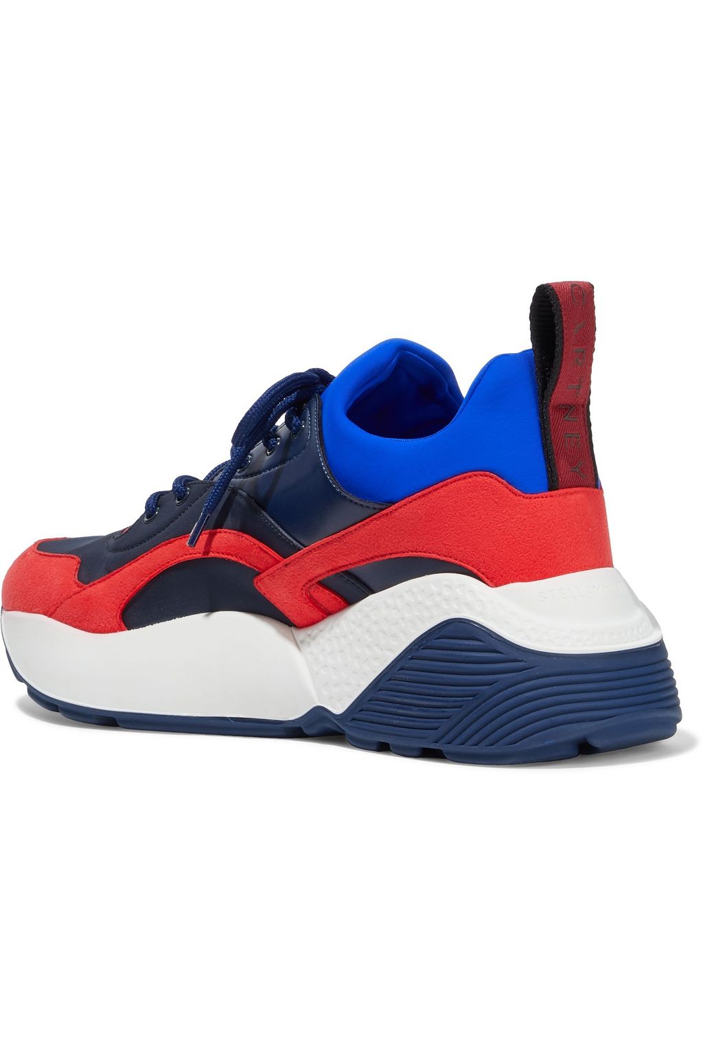 STELLA MCCARTNEY Eclypse color-block neoprene, faux leather and suede exaggerated-sole sneakers